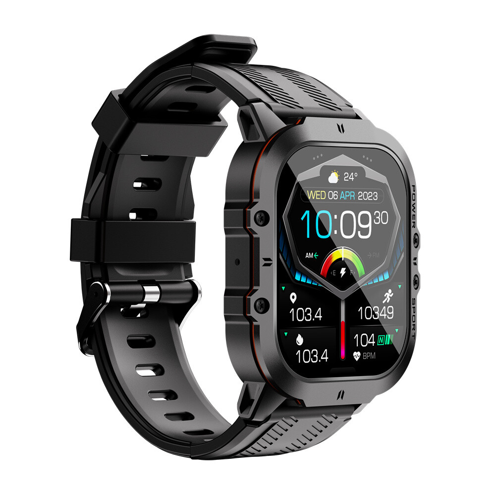 Smartwatch For Men 1.96 Inch Screen Health Monitor Outdoor Sport Fitness Tracker