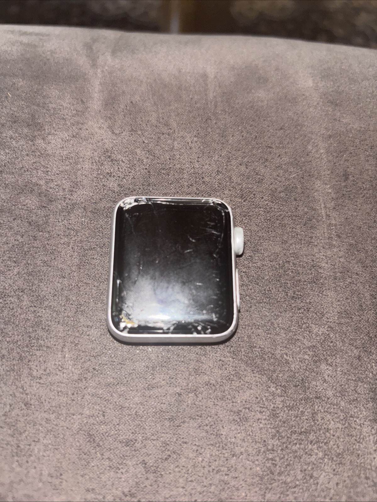 Apple Watch Series 3; 38mm, Aluminum Case. Works, crack in screen.
