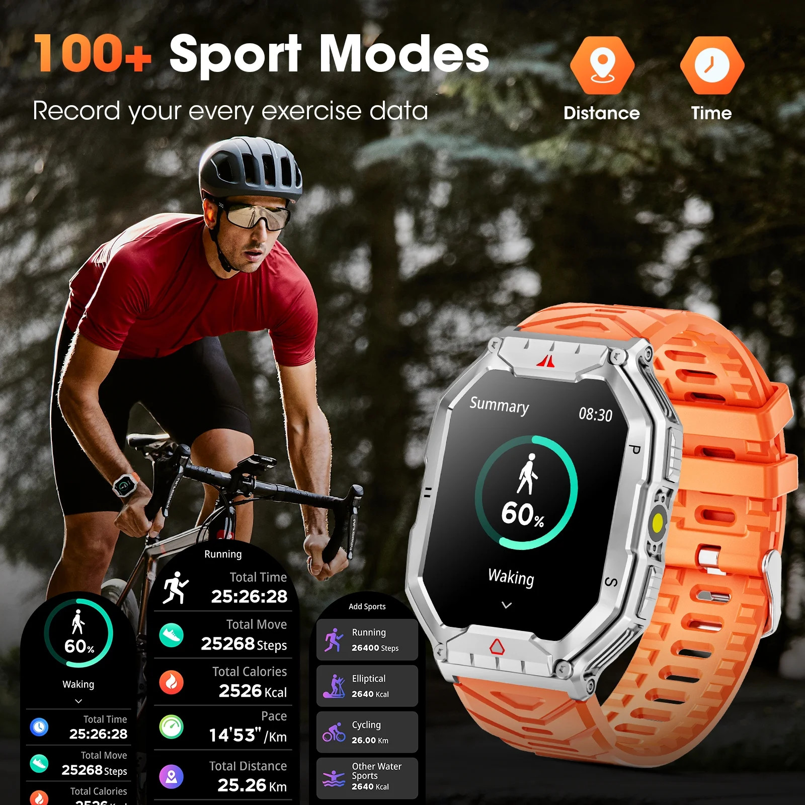 2.1-inch AMOLED Men Military Smartwatch,with Fitness Tracker/ Answer Ma