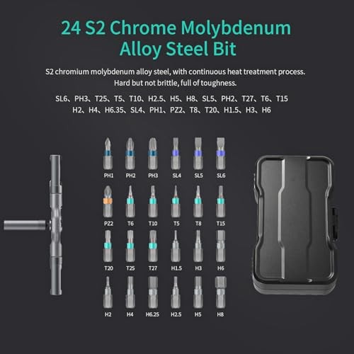 24 in 1 Magnetic Screwdriver Set, DIY Multi-Bit Ratchet Tool Kit for PC, Furnitu