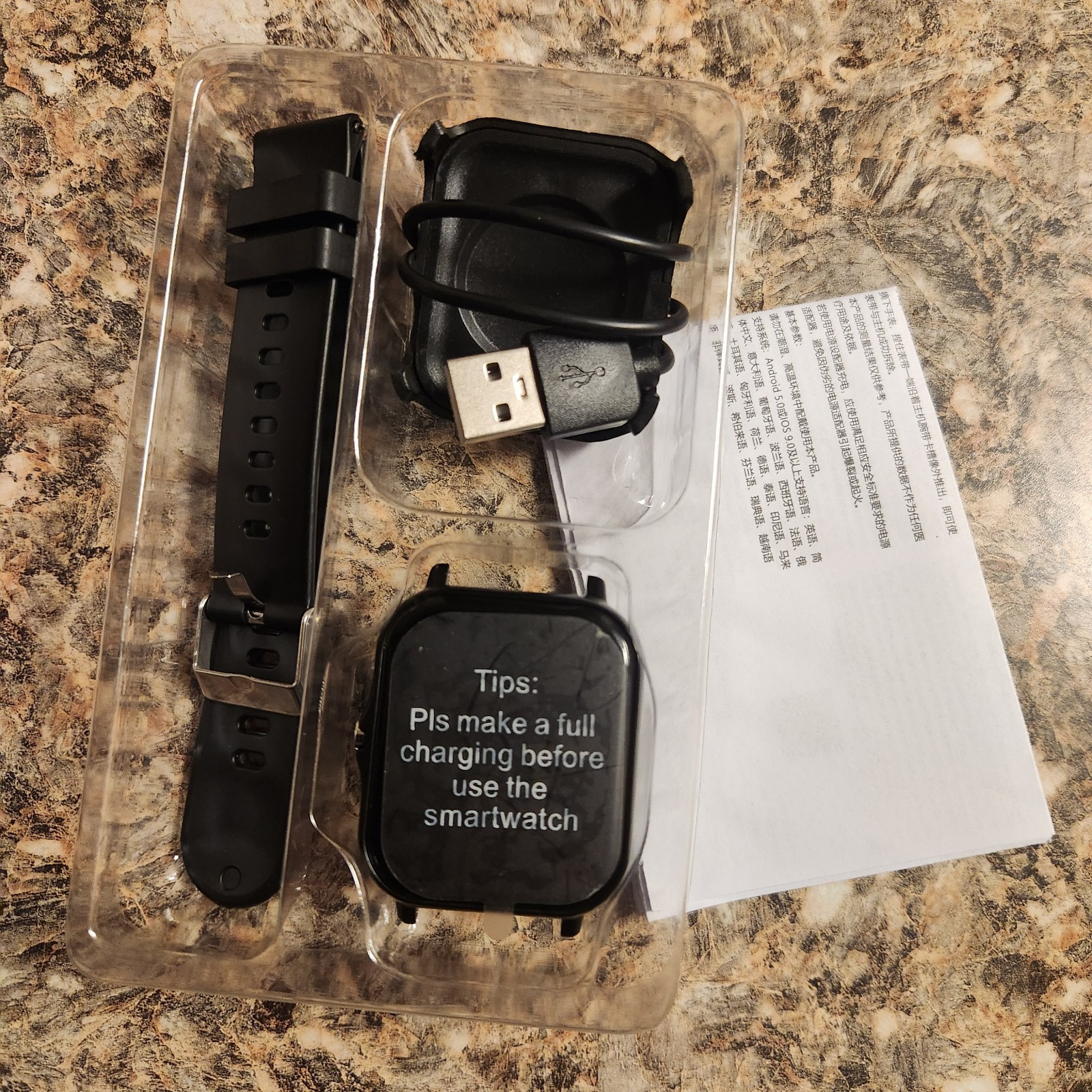 NEW Smartwatch – Count Calories, Steps, and Distance – Black – Android Bluetooth