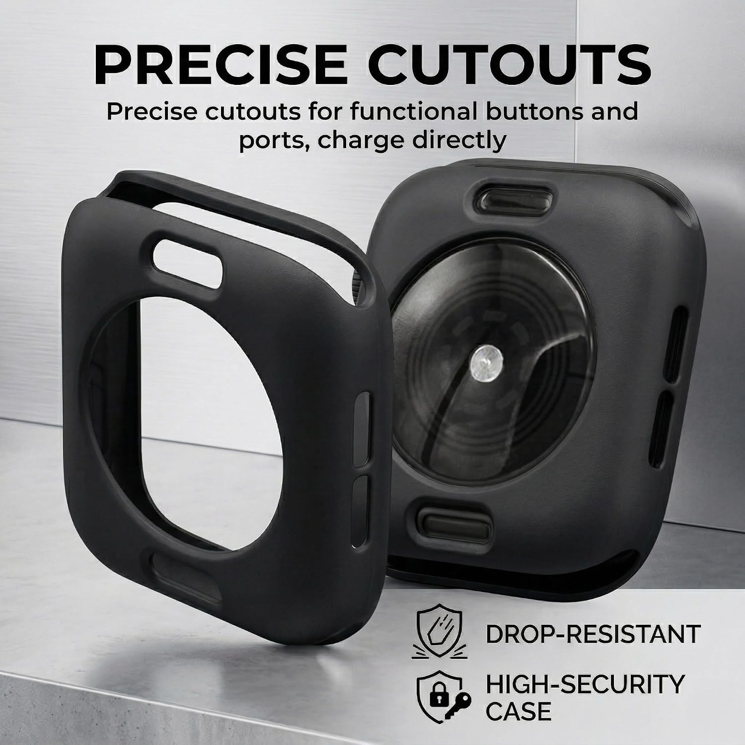 Soft Silicone TPU Bumper Case for 40mm Apple Watch Series SE/6/5/4 – Black