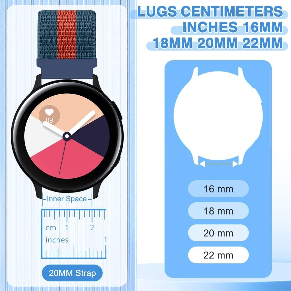 16mm 18mm 20mm 22mm Quick Release Nylon Strap Compatible with Galaxy Watch 3 45m