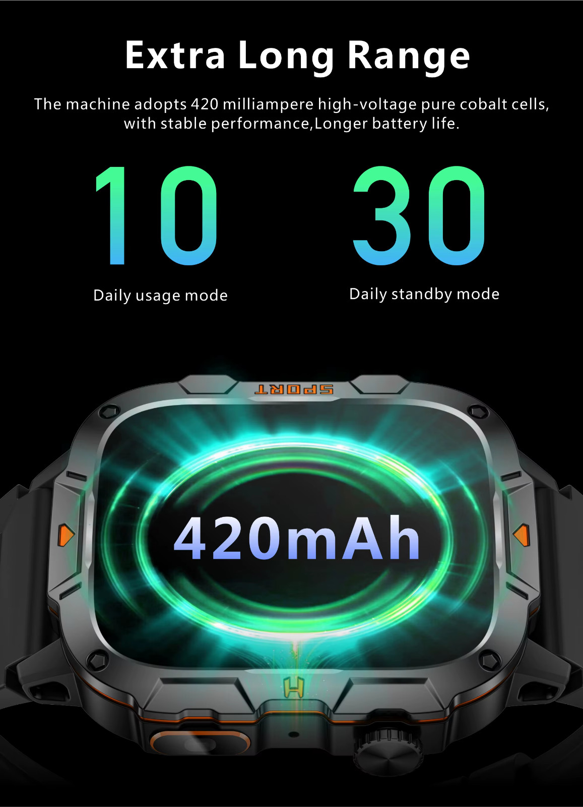Military smart watch with built in Flashlight, QX12