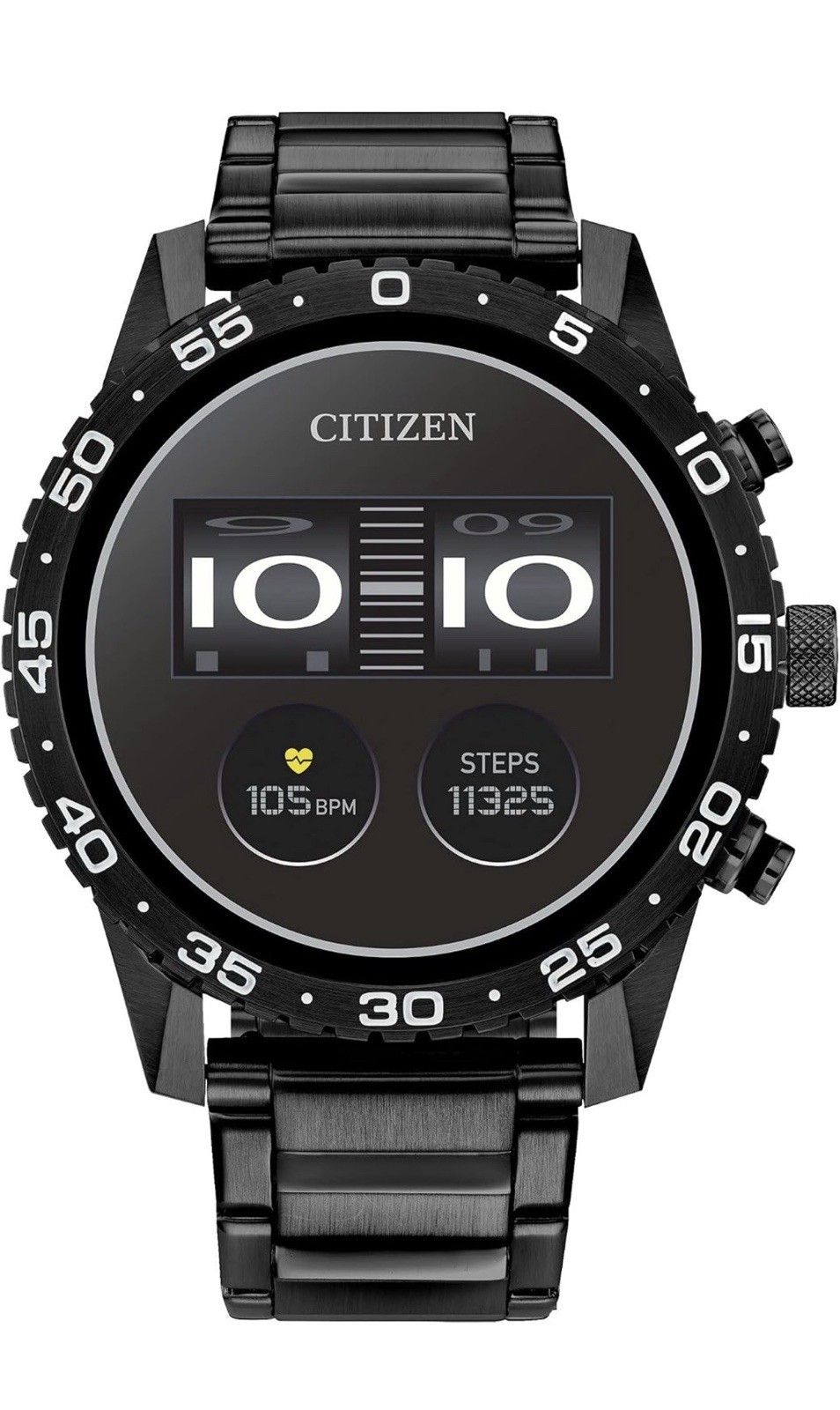 Citizen CZ Smart 44mm Black Metal Bracelet, Heart Rate/Pedometer, Wear OS