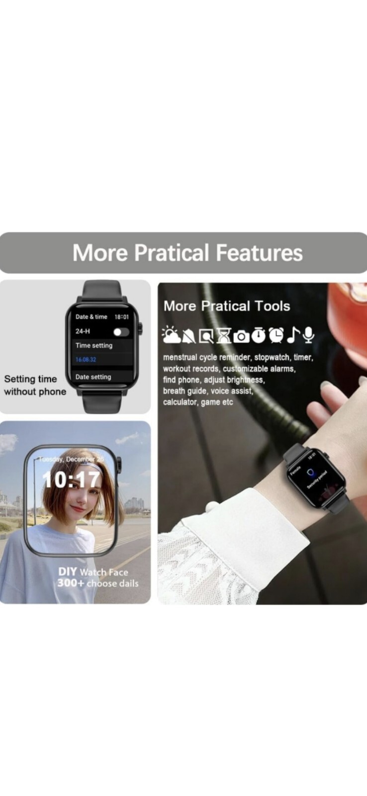 Smart Watch for Men Women Answer/Make Calls, 1.96″ HD Fitness Watch with Heart R