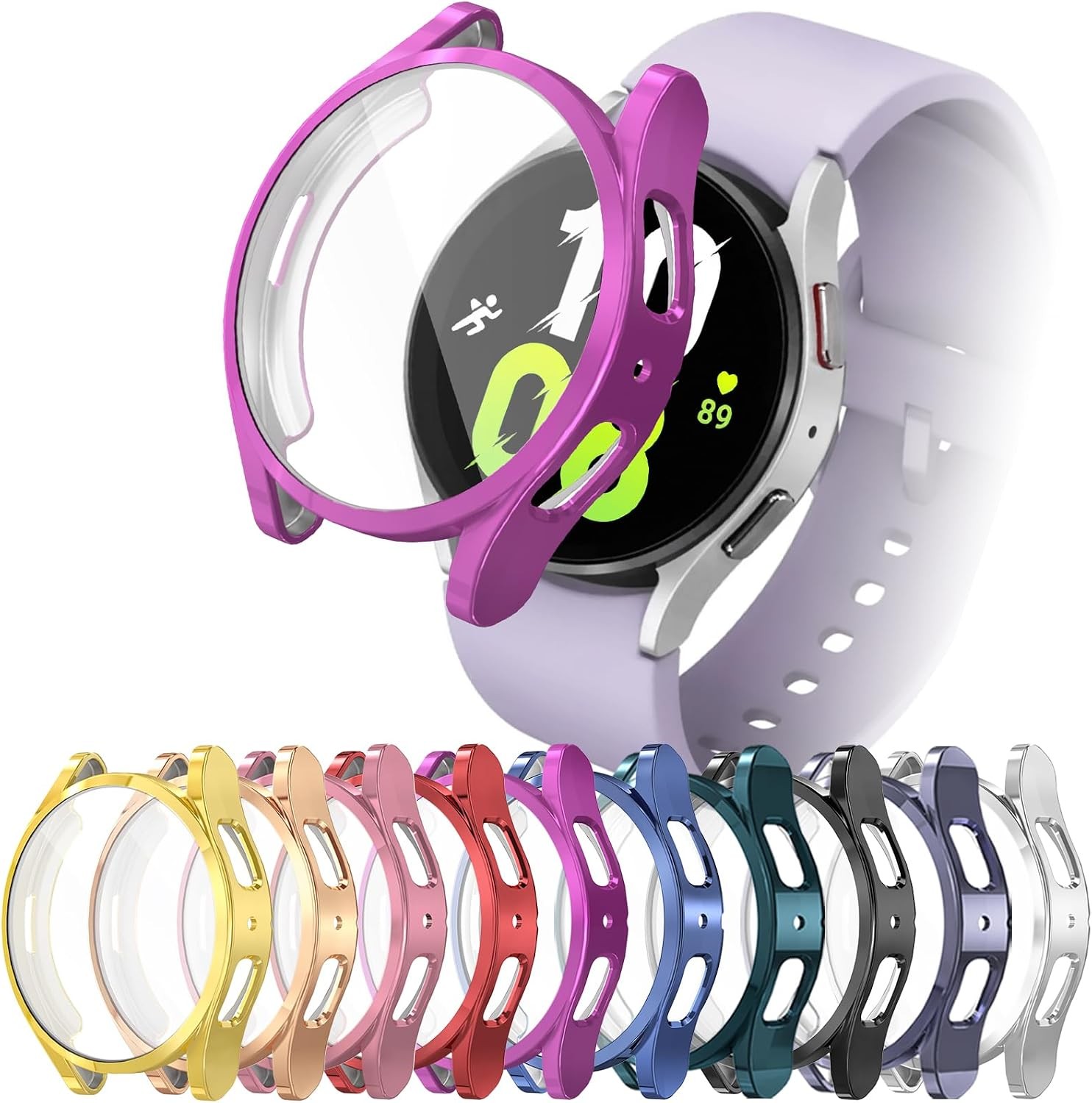 10 Pack TPU Bumper Case For Samsung Galaxy Watch 4/5 44mm – 10 Colors