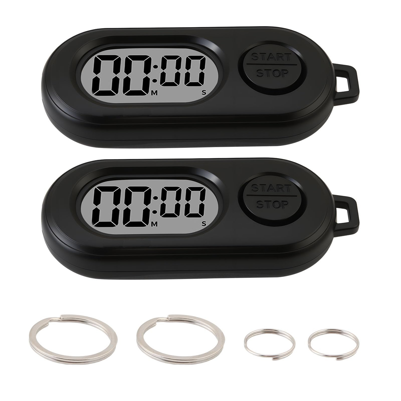 2 Pack Mini Digital Timer Keychain, Portable Countdown Timer and Stopwatch
