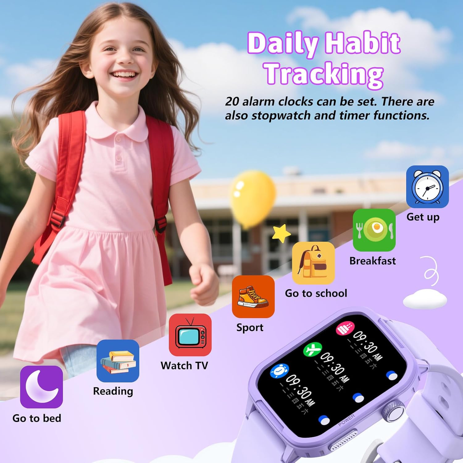 Kids Smart Watch for Boy Girl, Kids Watches with 19 Sport Modes, Heart Rate, Sle