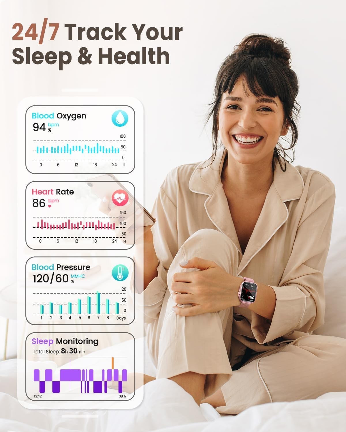 Chic 1.83″ HD Smart Watch for Women – Fitness Tracker & Health Monitor