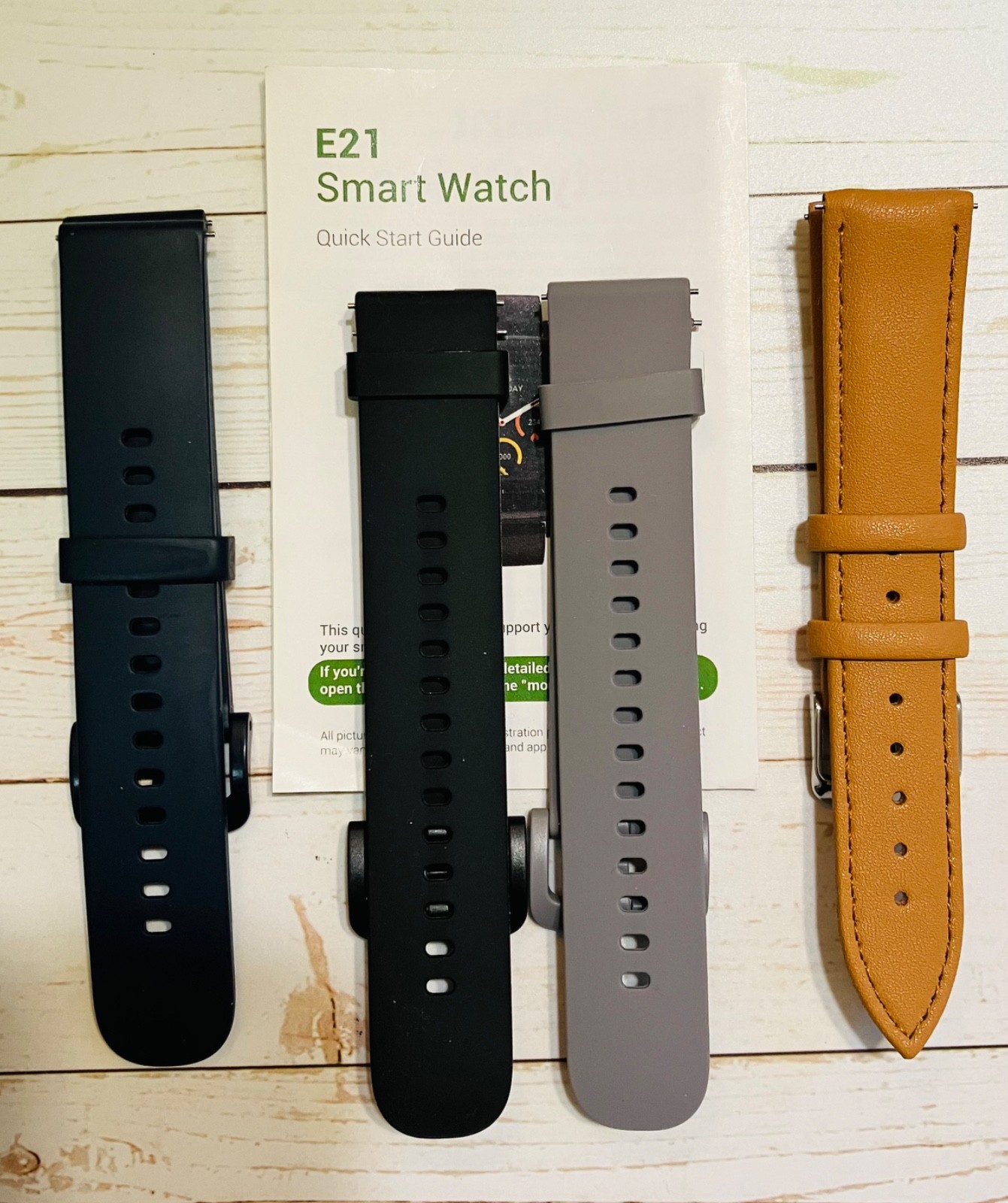 Letsfit Smart Watch EXTRA BANDS (NO WATCH) 4pcs Fits E21- Silicone & Leather NEW
