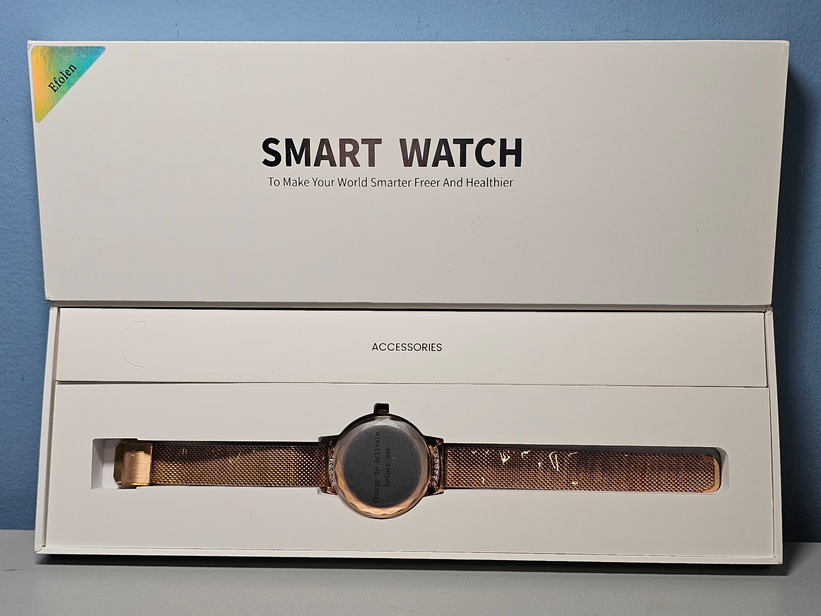 Efolen Smartwatch for Women – Gold – w/ Extra silicone Band – Android – New!