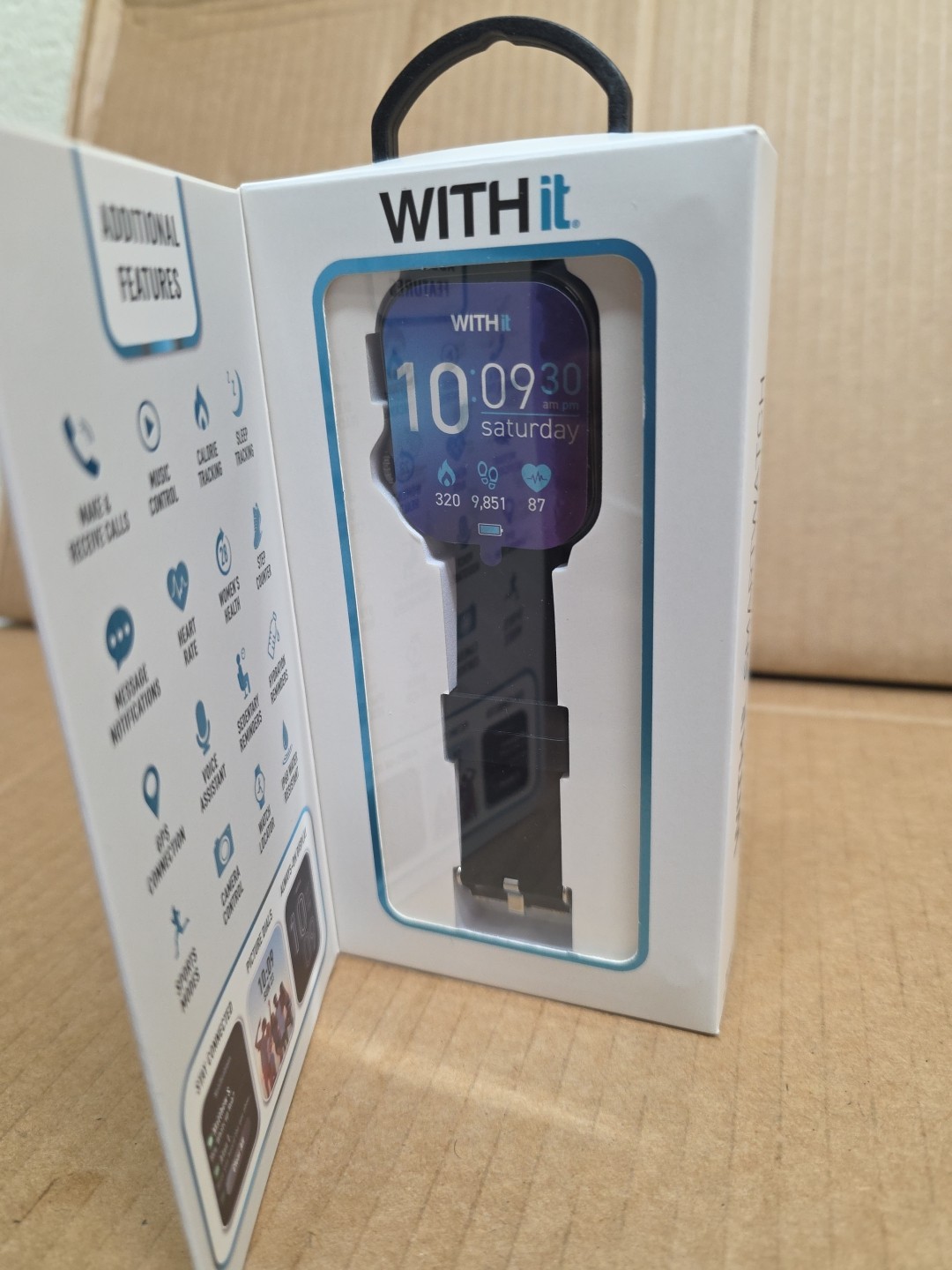 NIB WITHit Giga HD Amoled Touchscreen Smartwatch (42/9002GYBKW) Black