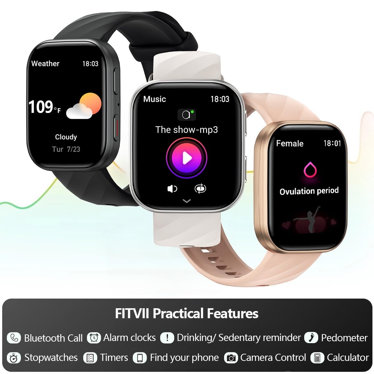 FITVII Fitness Tracker – Smart Watch with Heart Rate, Blood Pressure, Sleep