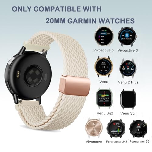 2 Pack Nylon Watch Band Compatible with Garmin Vivoactive 6/5/3 and Venu Sq/Fore