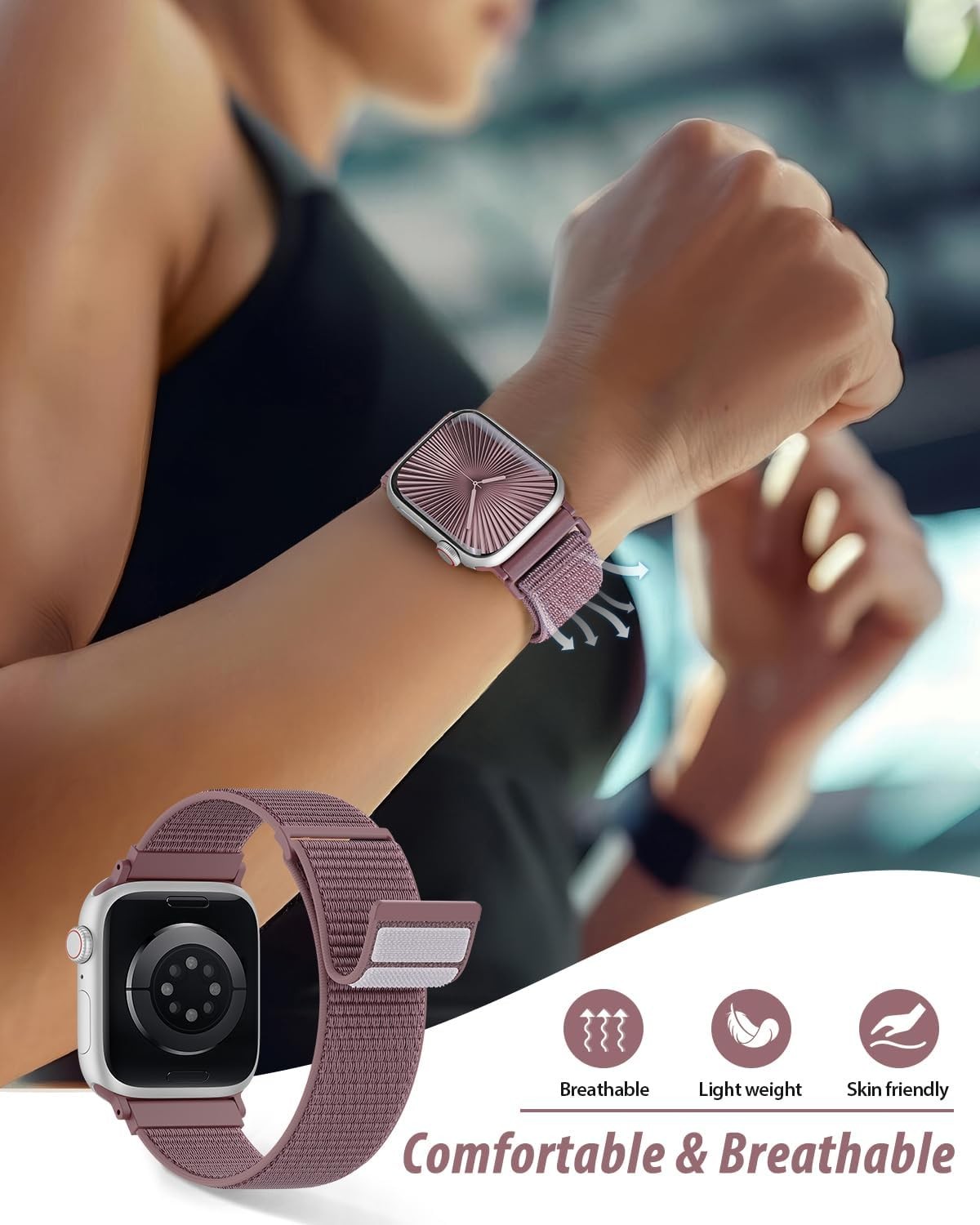 Nylon Loop Sport Strap Compatible with Apple Watch 38mm 40mm 41mm Breathable