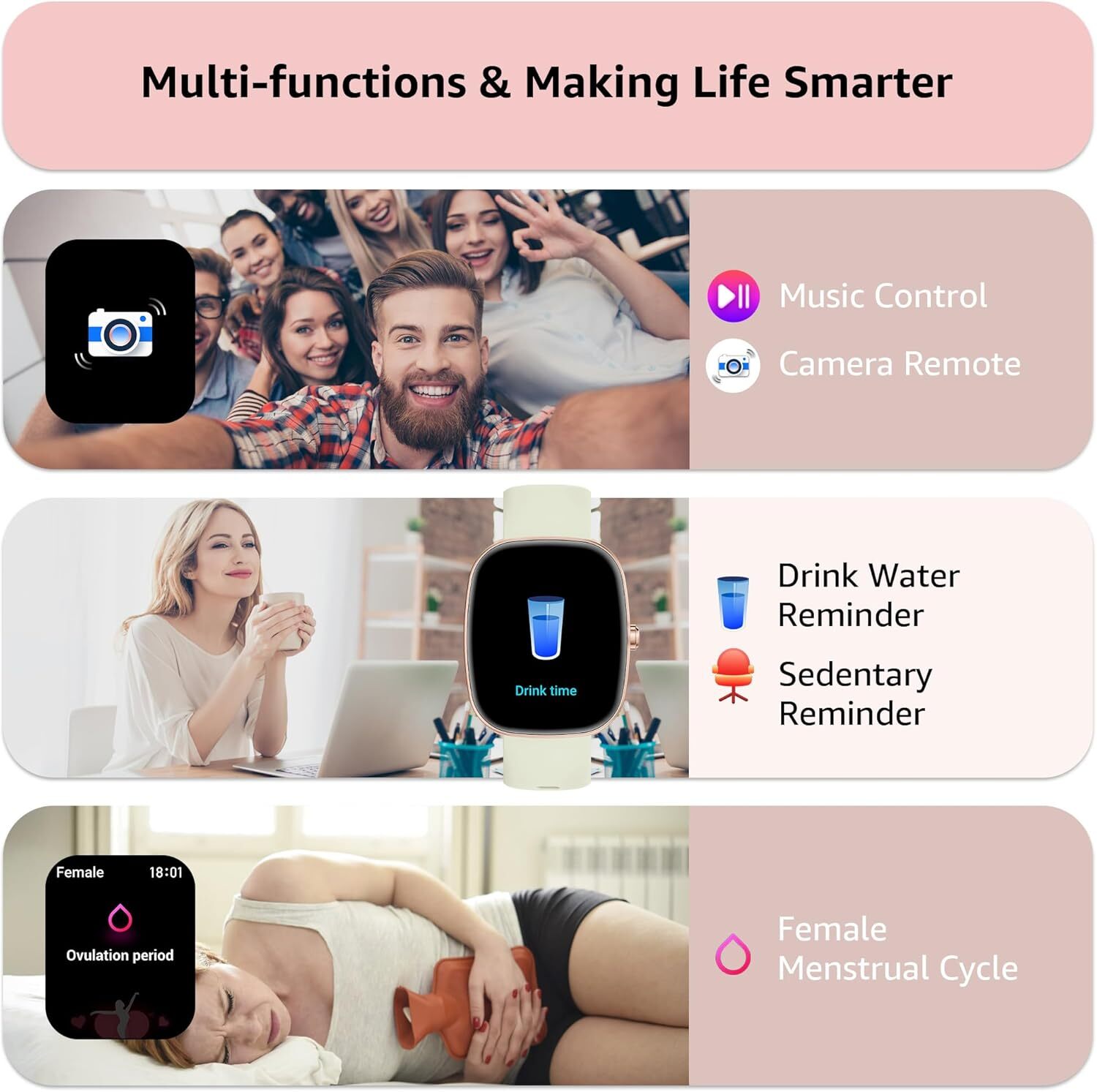 Smart Watch for Men Women Answer/Make Calls with Heart Rate Blood Pressure-Green