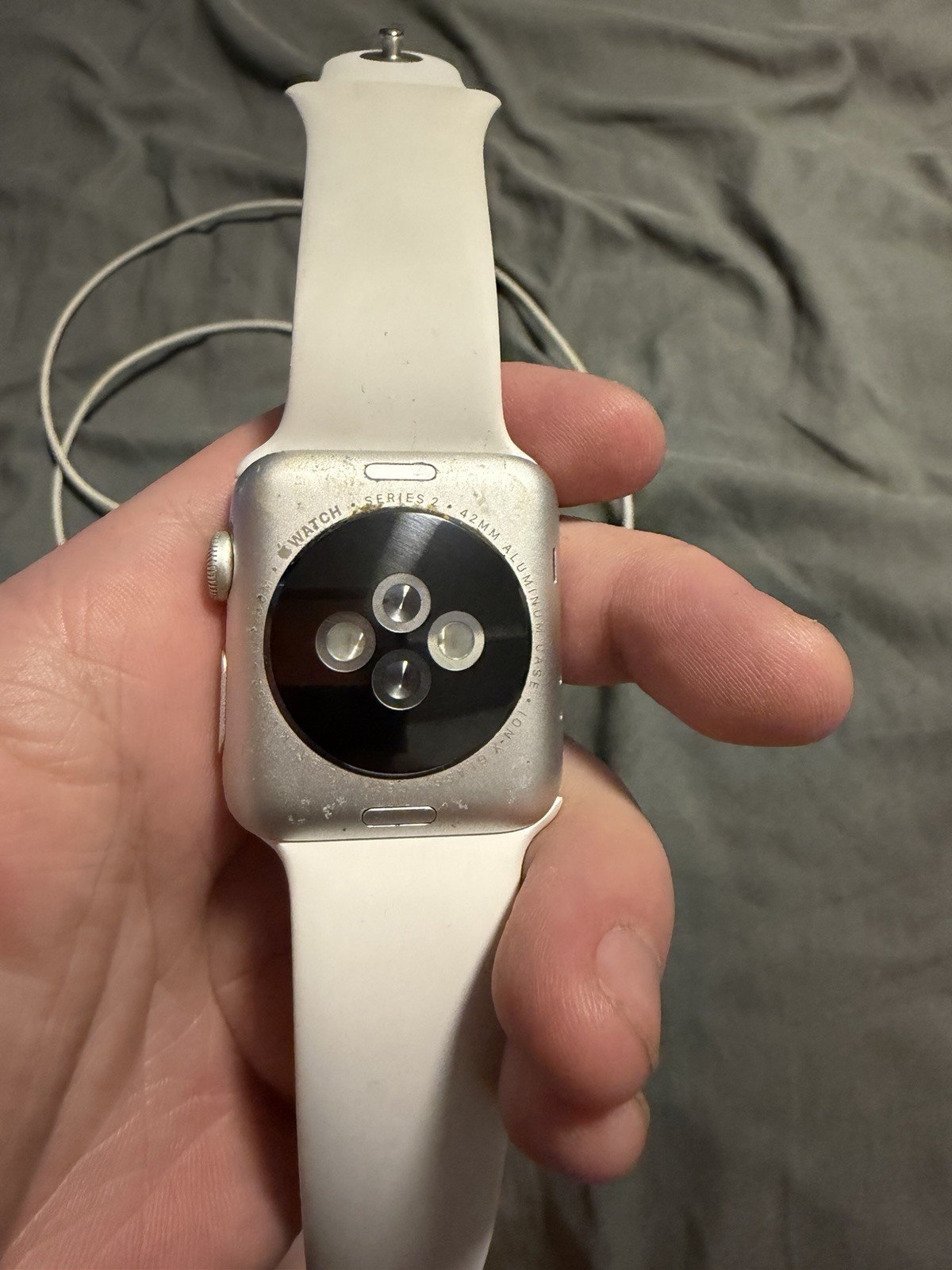 Apple Watch Series 2 42mm Silver Case White Silicone Band GPS Watch