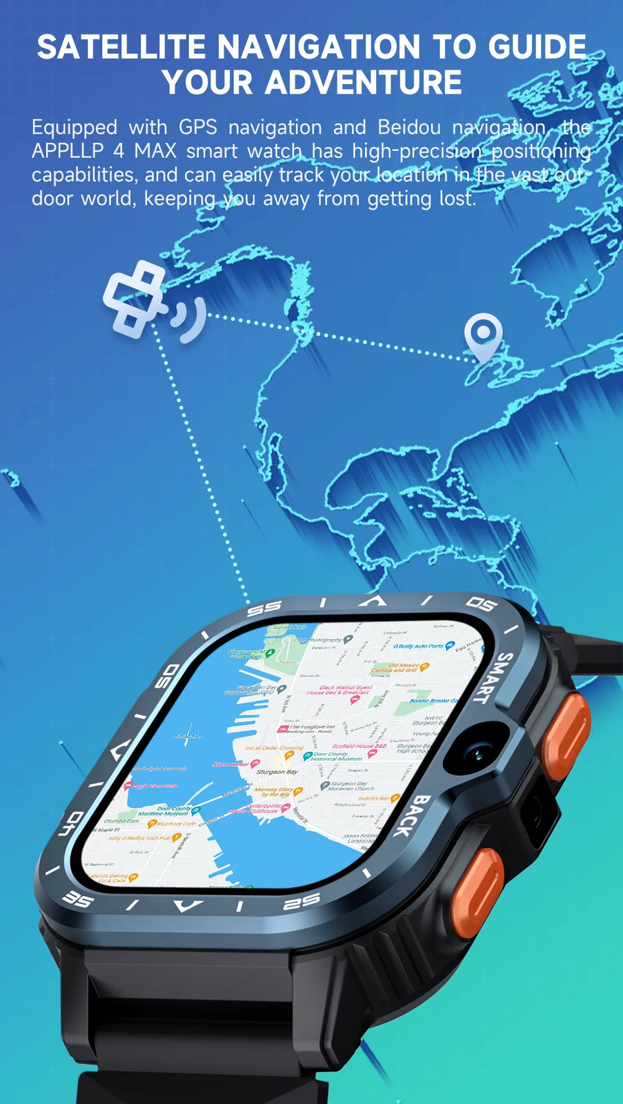 APPLLP 4 MAX Android 4+64GB 2.02″ Waterproof Video Phone Wifi GPS 5MP Smartwatch