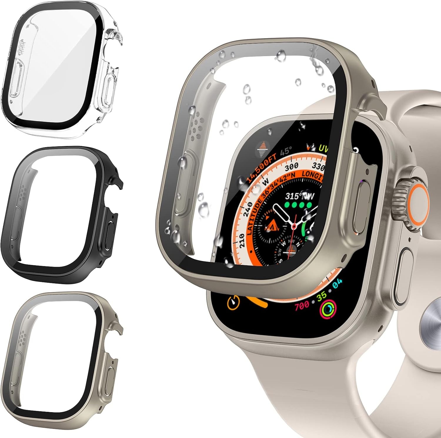 3PCS Tempered Glass Screen Protector Case for Apple Watch Ultra 49mm Accessories