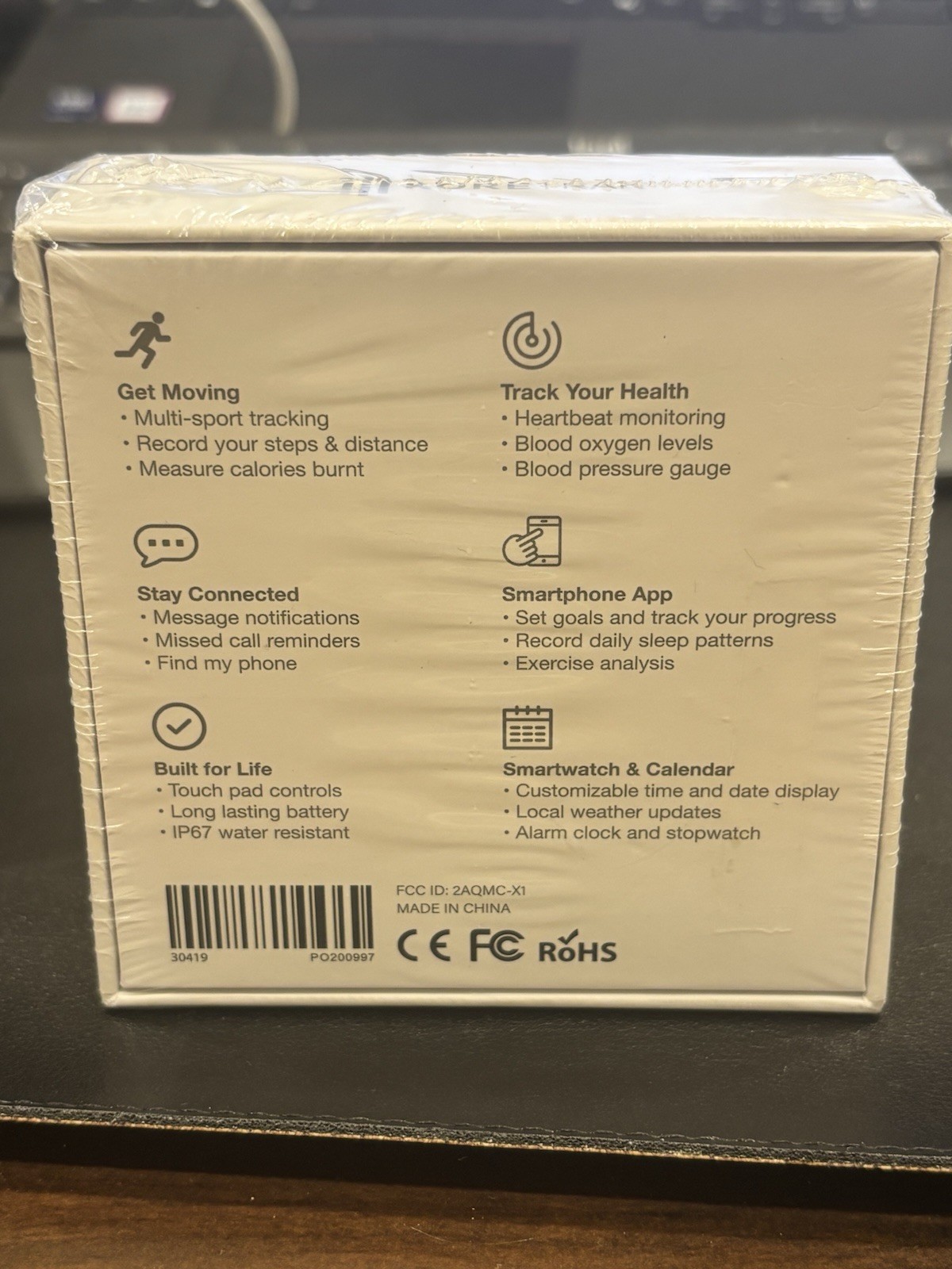 Koretrak Smartwatch Fitness Tracker Black Band – New Sealed – Model 2AQMC-X1