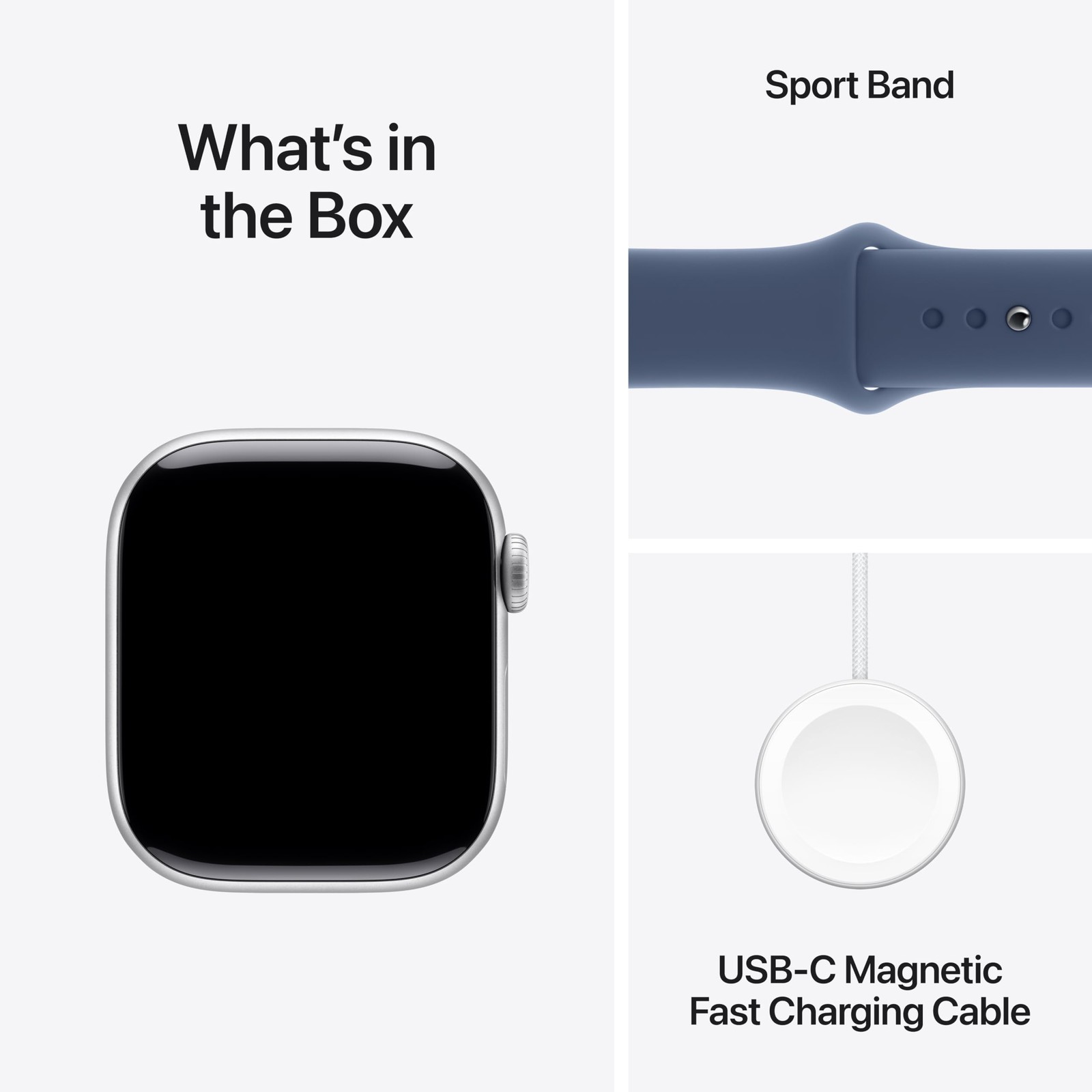 Apple Watch Series 10 (GPS) 42mm Alum Case Denim Sport Band – Silver MWWA3LW/A