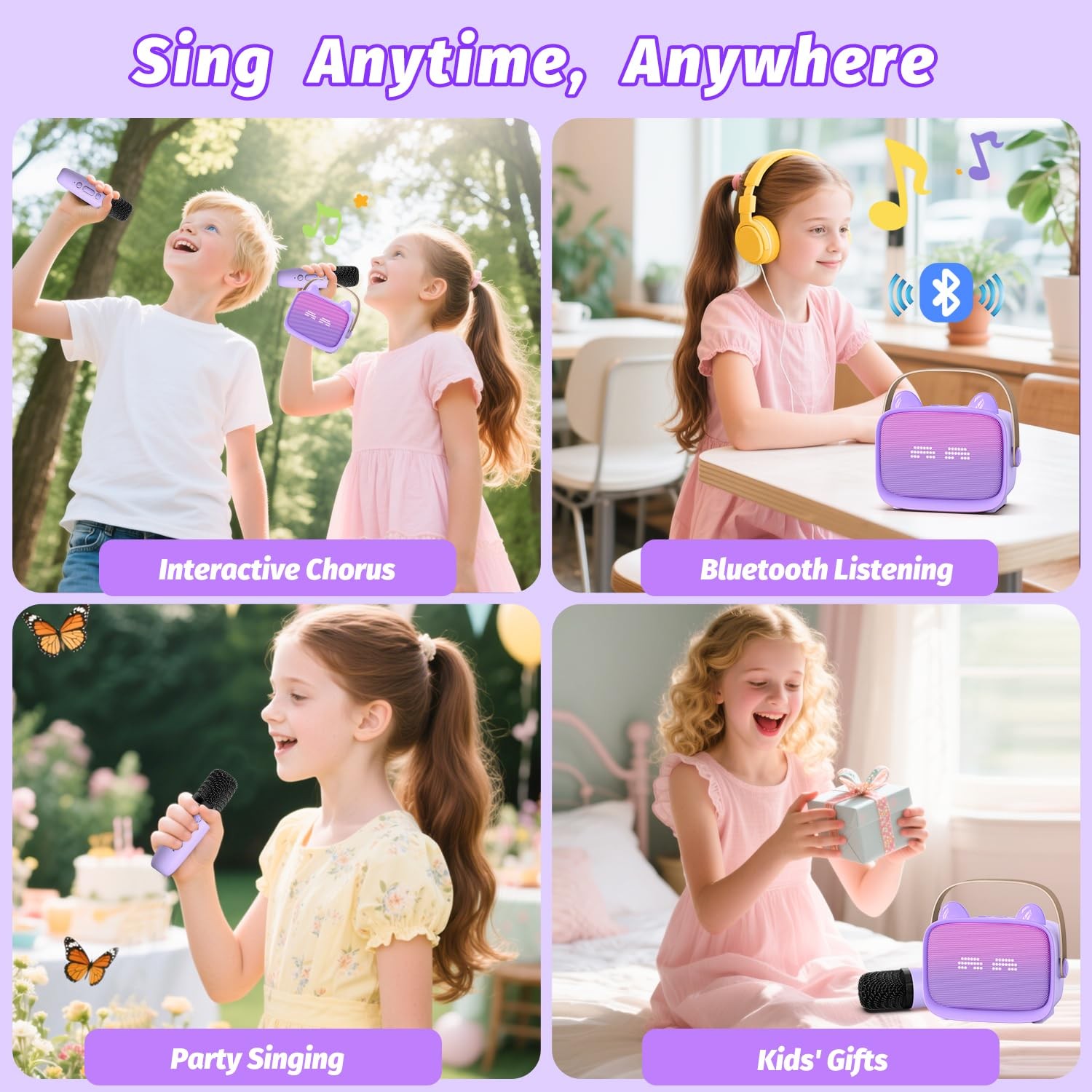 Mini Karaoke Machine Toys Gifts,Kids Portable MP3 Player with 2 Wireless Micr…