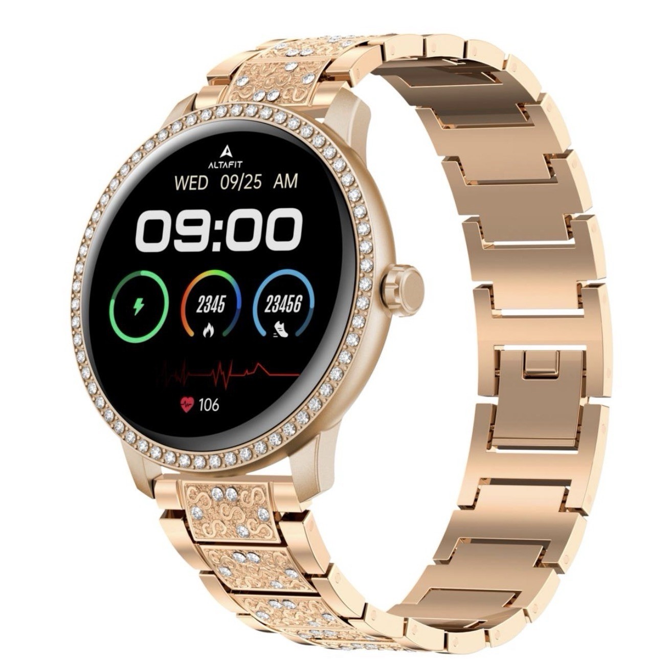 AltaFit AF25 Bluetooth Smartwatch with Extra Milanese Band Rose Gold