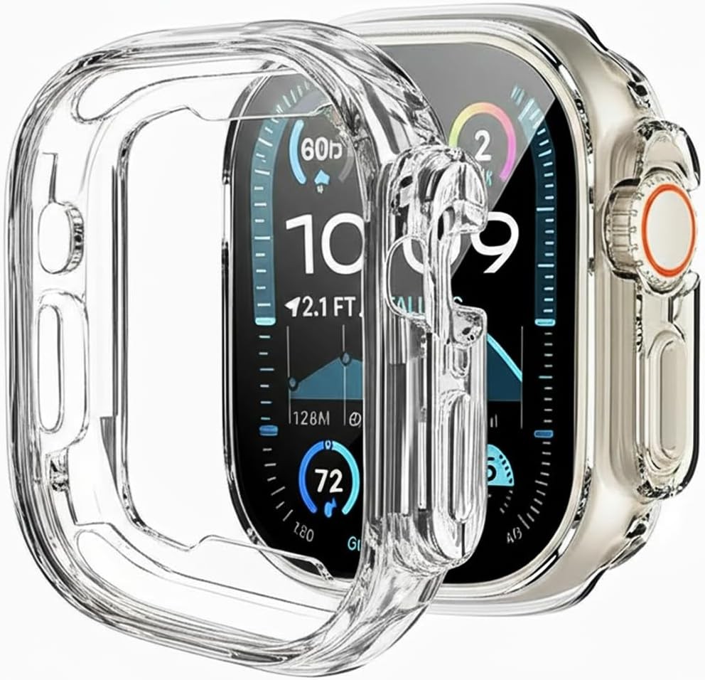 Soft TPU Clear Cover for Apple Watch Ultra 49mm – 2 Pack Shockproof Case