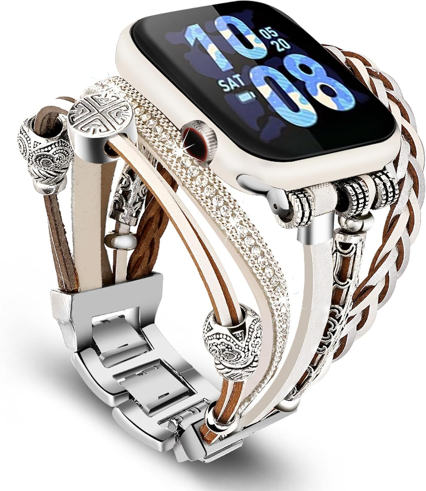 Apple Watch Band 40mm 41mm Leather Multilayer Wrap Bracelet for Women Suitable