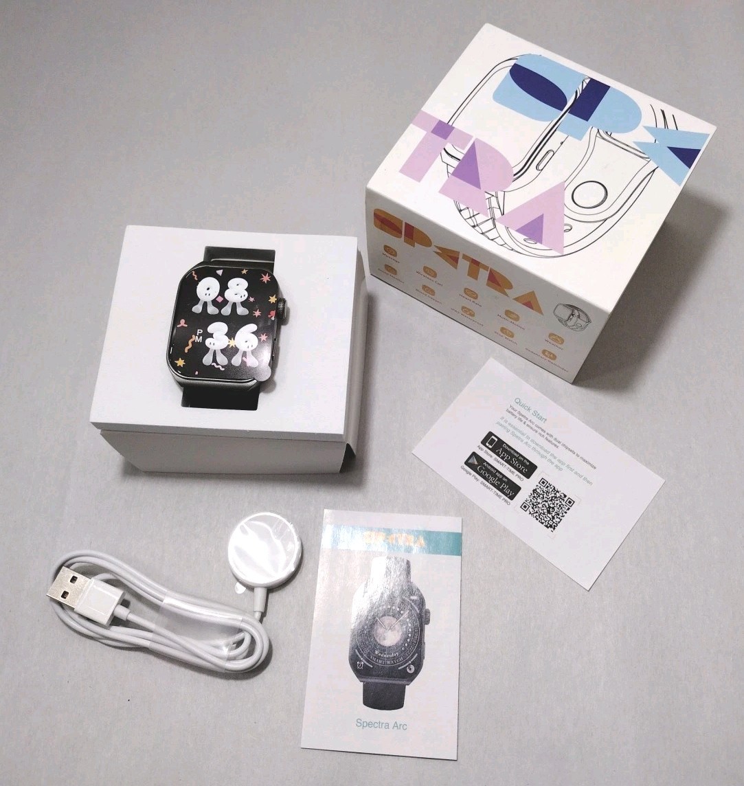 Spetra Arc Smart Watch For Men/Women, Waterproof Bluetooth iPhone Android -Black