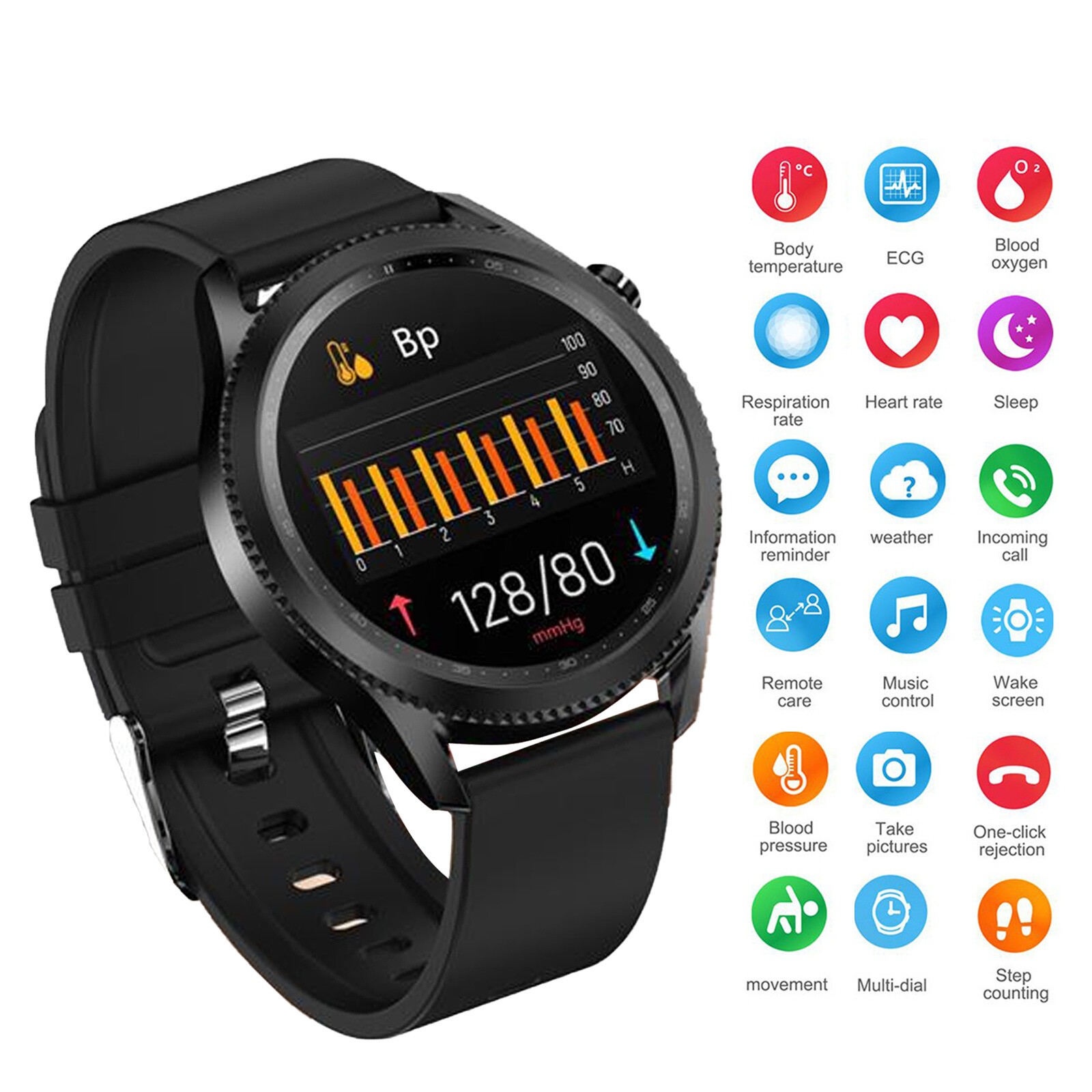 Men’s ECG Watch Sleep Heart Rate Health Blood Pressure Blood Monitor Smart WatbW