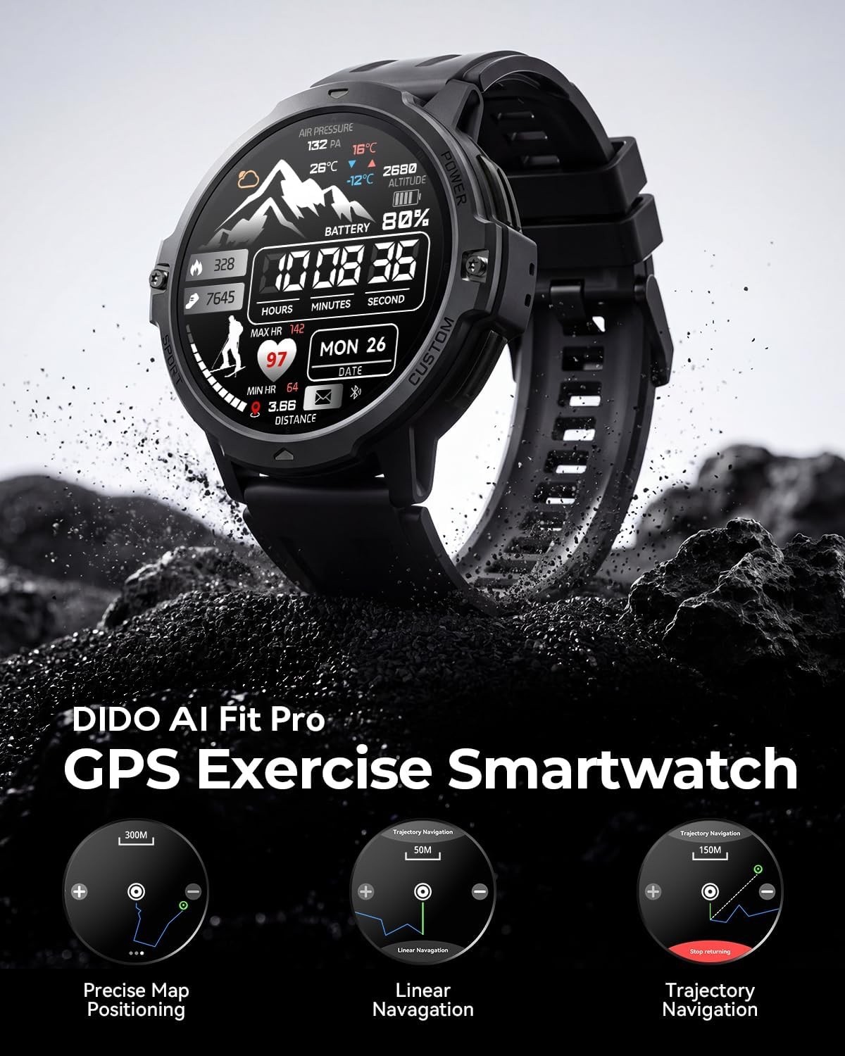 Fit Pro GPS Sports Smartwatch with Full-Cycle Training System, Heart Rate SpO2