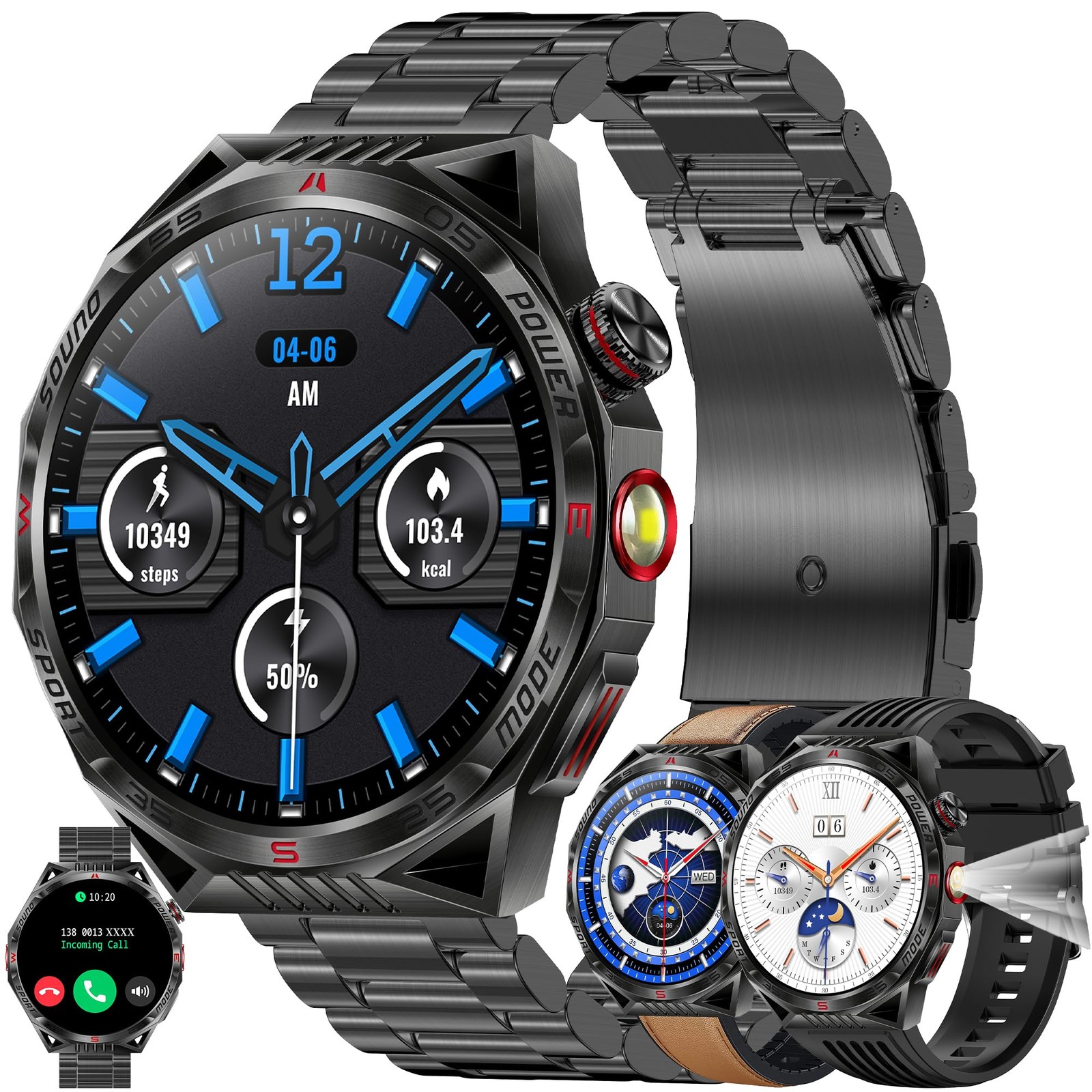 1.85”AMOLED Smart Watch for Men(Answer/Make Calls), LED Lighting, 5ATM Waterp…