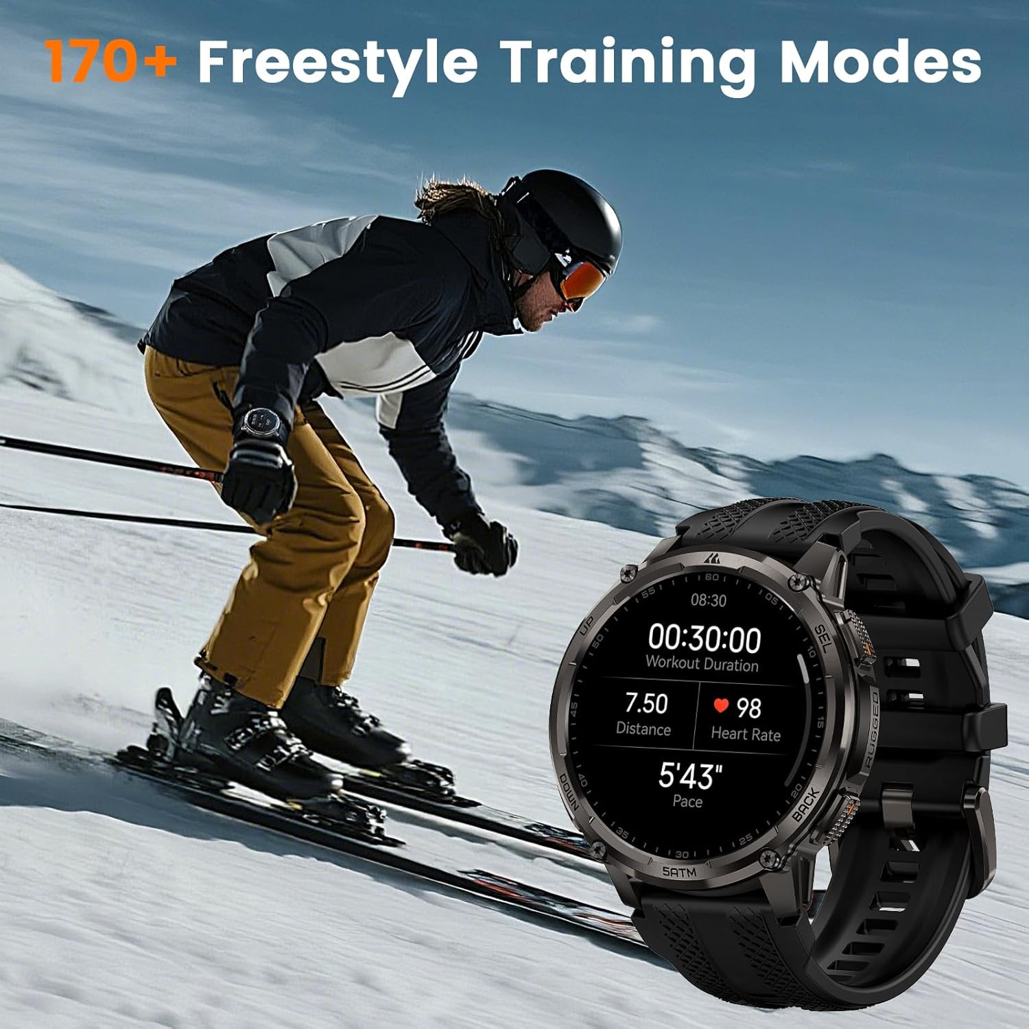 Tank T4C Smart Watch for Men with LED Flashlight, 1.5” AMOLED Display, Dual-Band