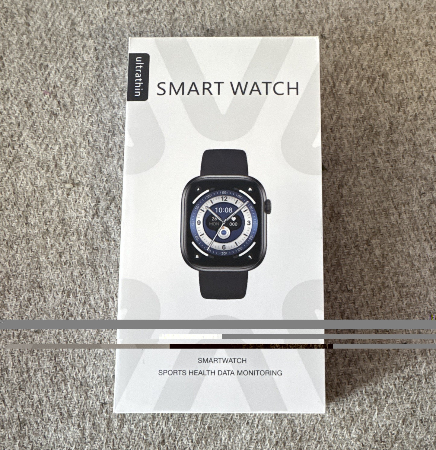 KPTUMTEK Ultrathin Smart Watch Black Aluminum Case Silicone Band iOS/Android