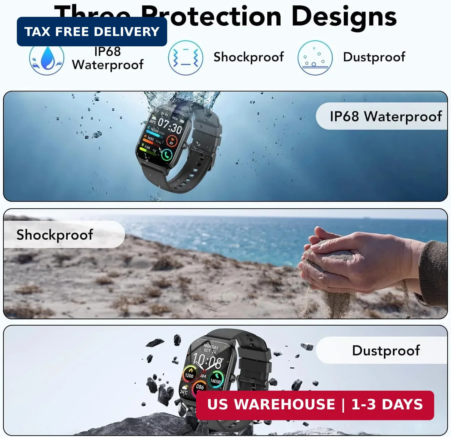 Smart Watch for Men Women, 1.85″ HD Fitness Tracker with Bluetooth Calls/AI Voic