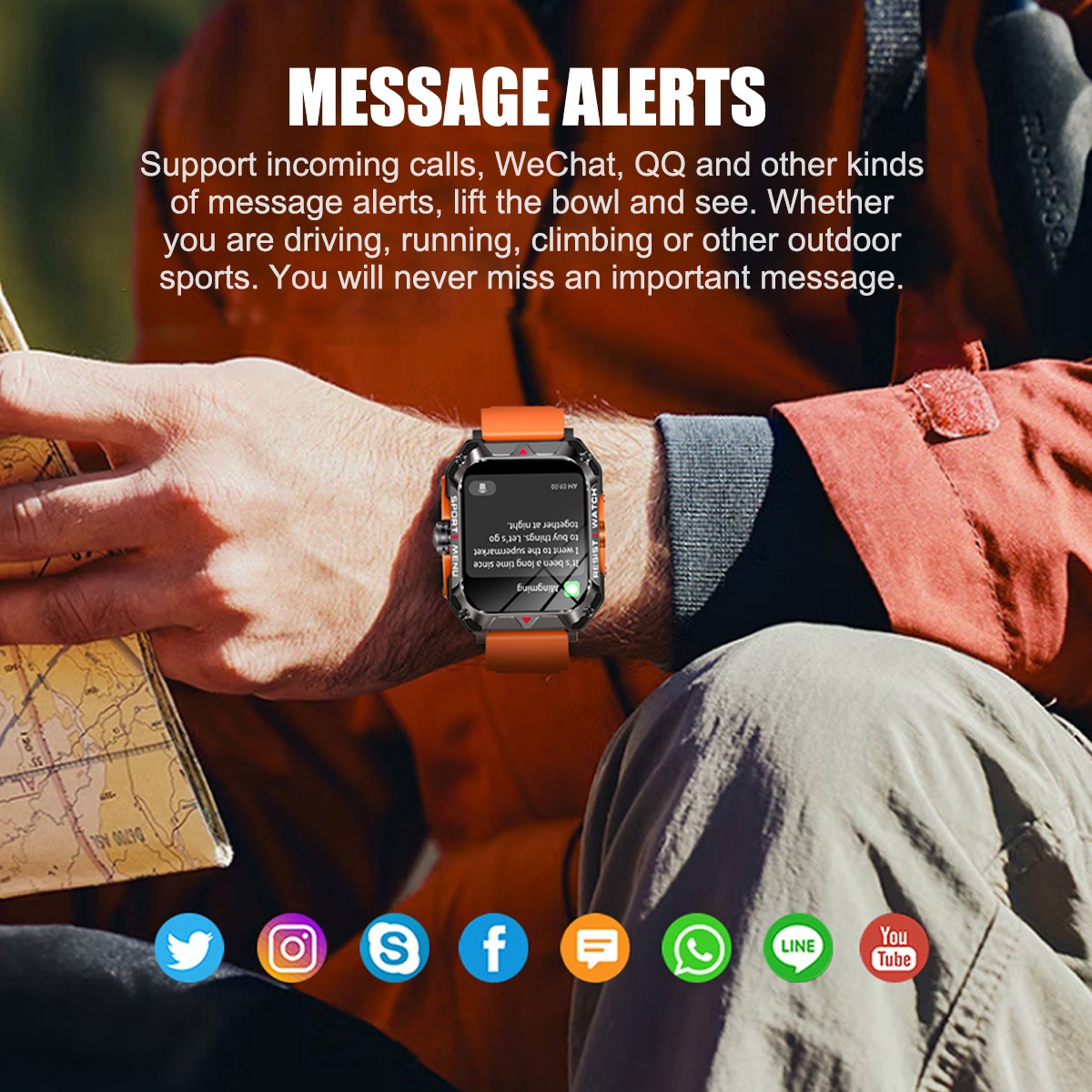 Rugged Military Smart Watch Men Android iOS Fitness Watches Waterproof New 2023*