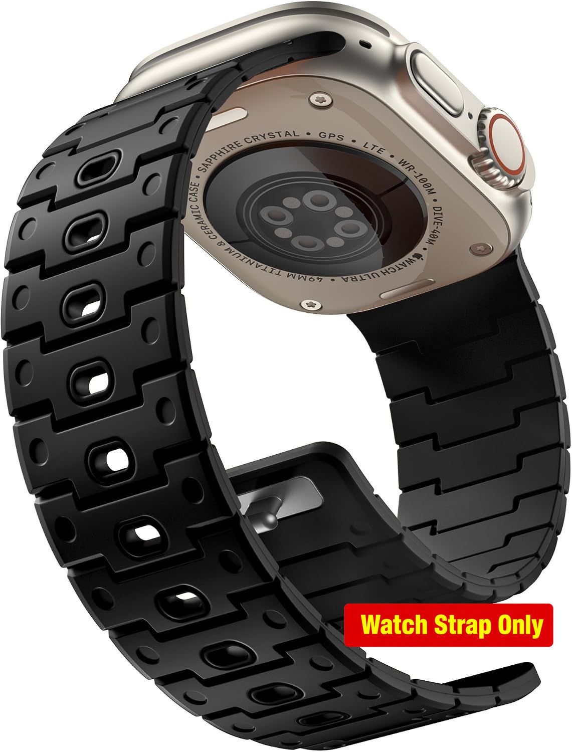 Black Magnetic Sport Band for Apple Watch Ultra 49mm – Rugged Silicone Replaceme