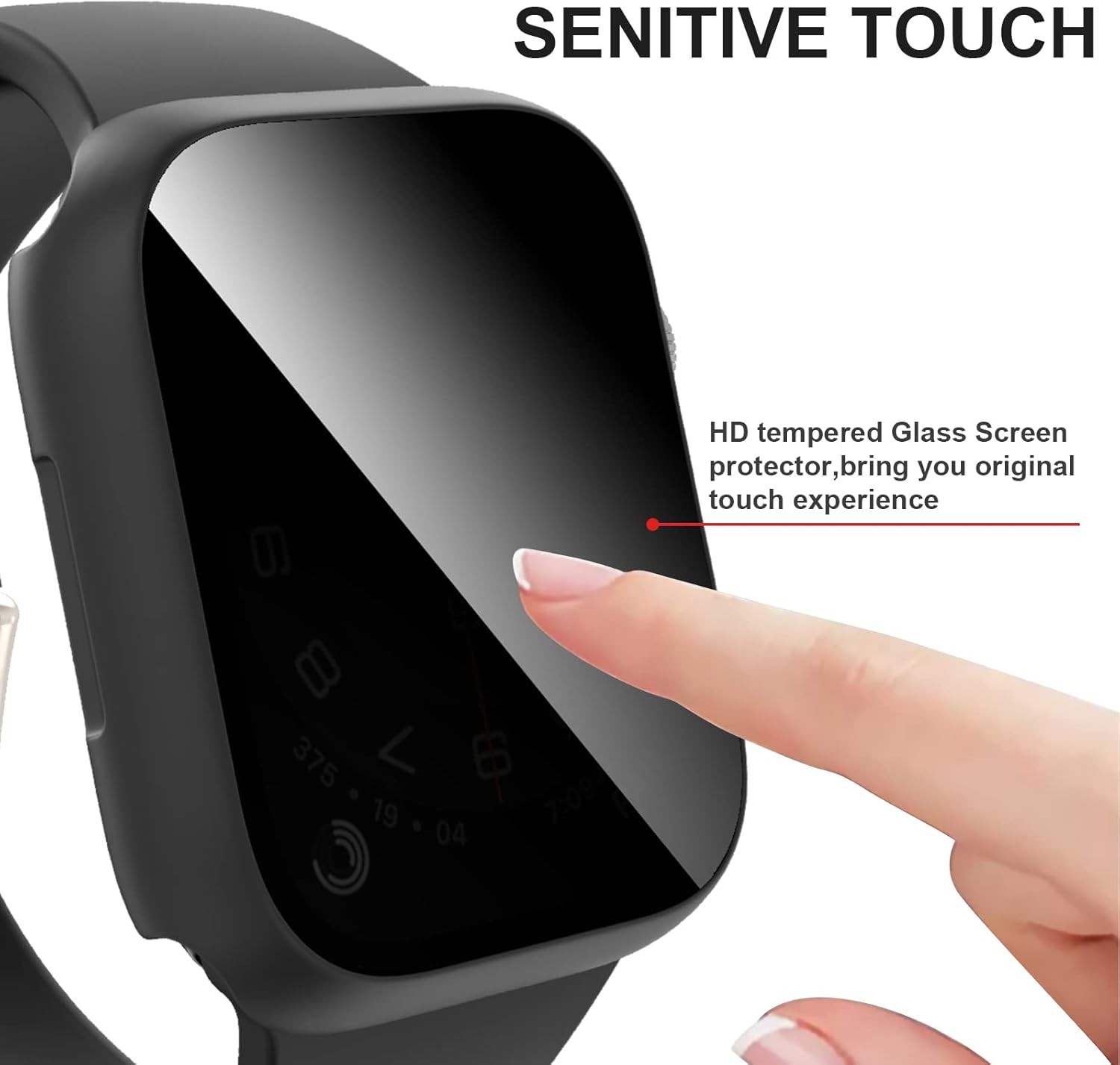 Privacy Screen Protector Case 2 Pack for Apple Watch SE3 44mm, Series 6 5 4