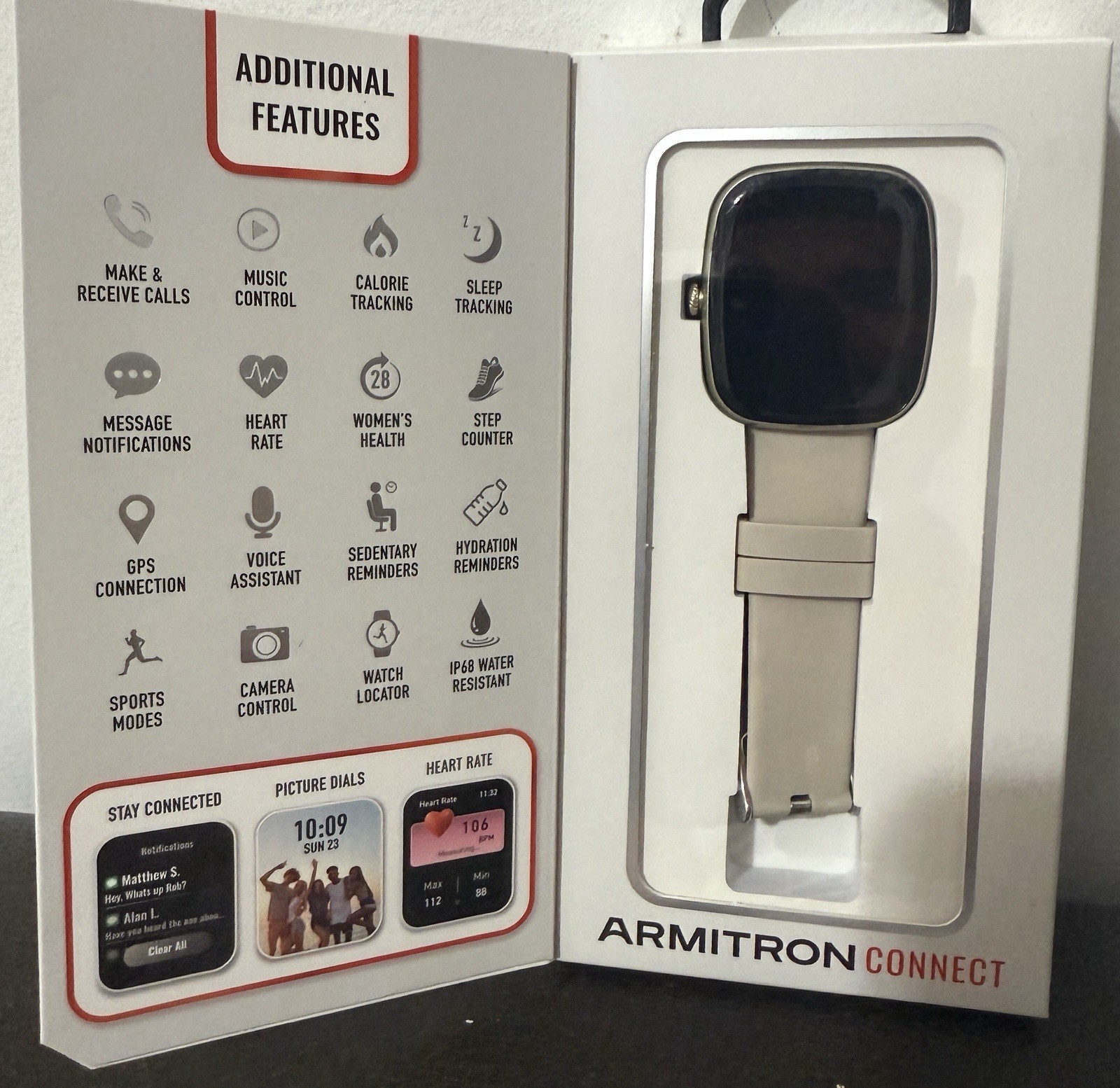 Armitron Connect Lunar Smartwatch Bluetooth 45mm Blush Silicone Fitness Tracker