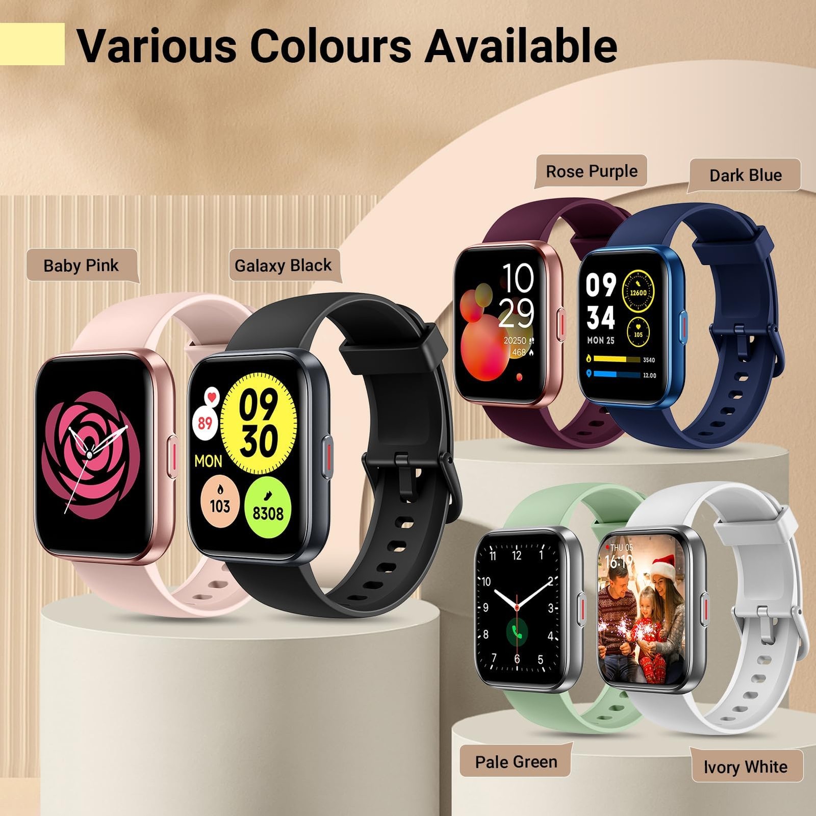 Smartwatch for Women, Compatible with Android & 1.8 inches, Rose Purple