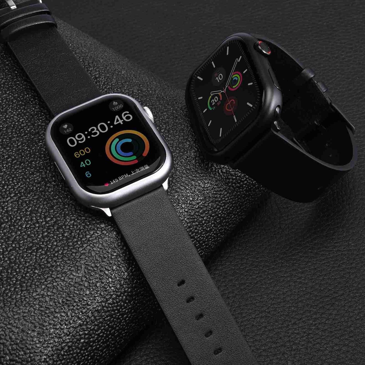 Genuine Leather Band for Apple Watch Series Ultra 49mm 45mm, Replacement Strap