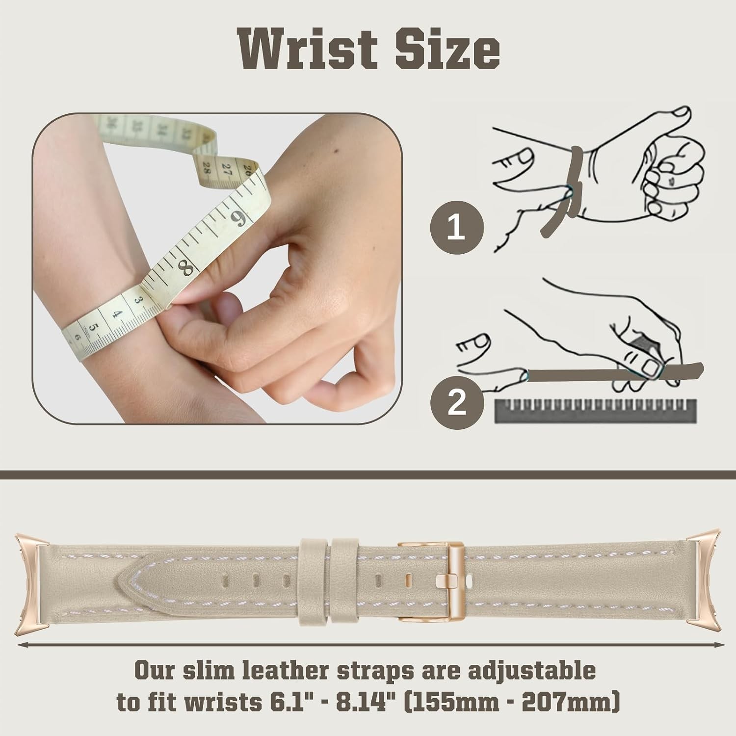 Slim Leather Strap Compatible with Google Pixel Watch 4 41mm, Off-White
