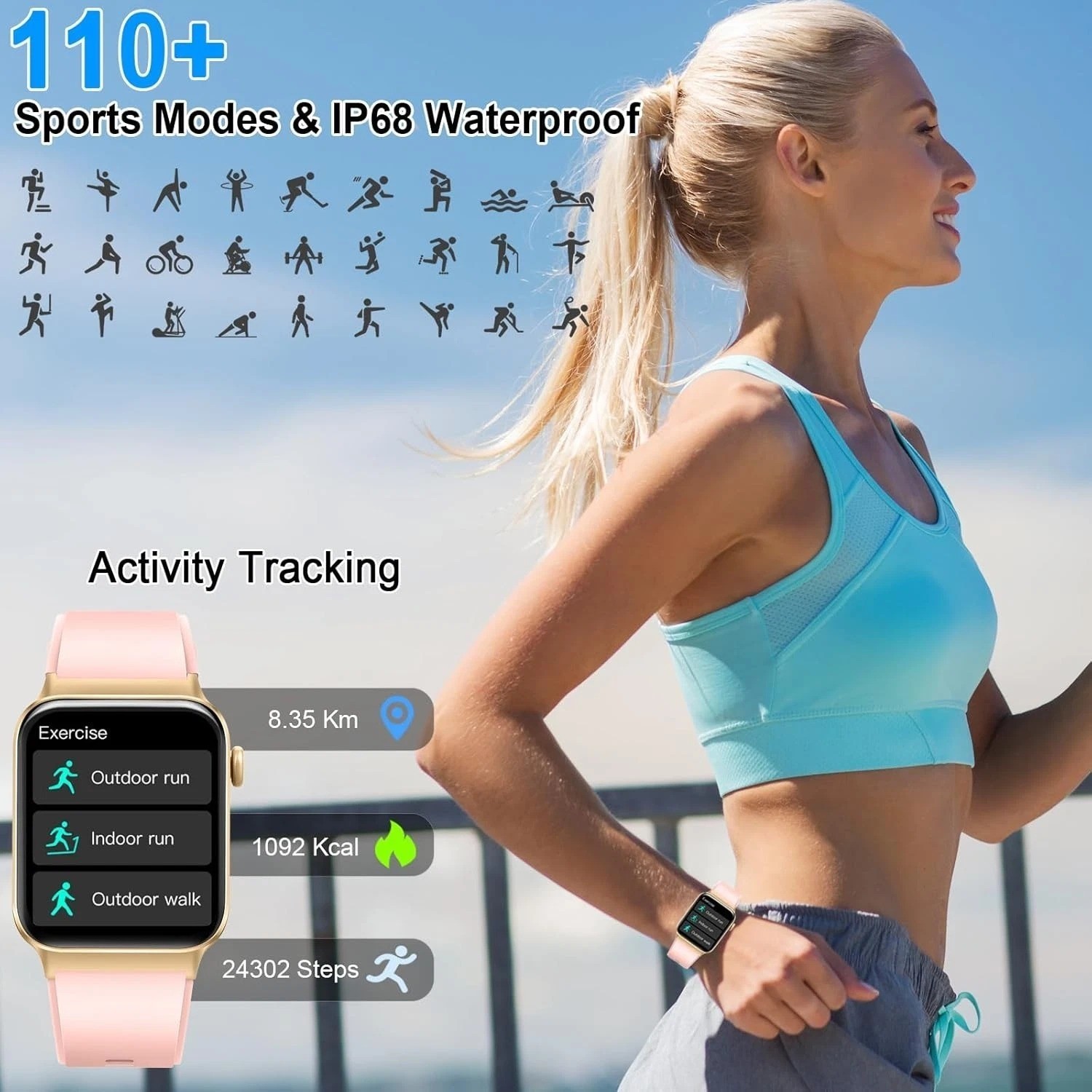 Women’s Smart Watch Bluetooth SmartWatch For Apple iPhone iOS and Android