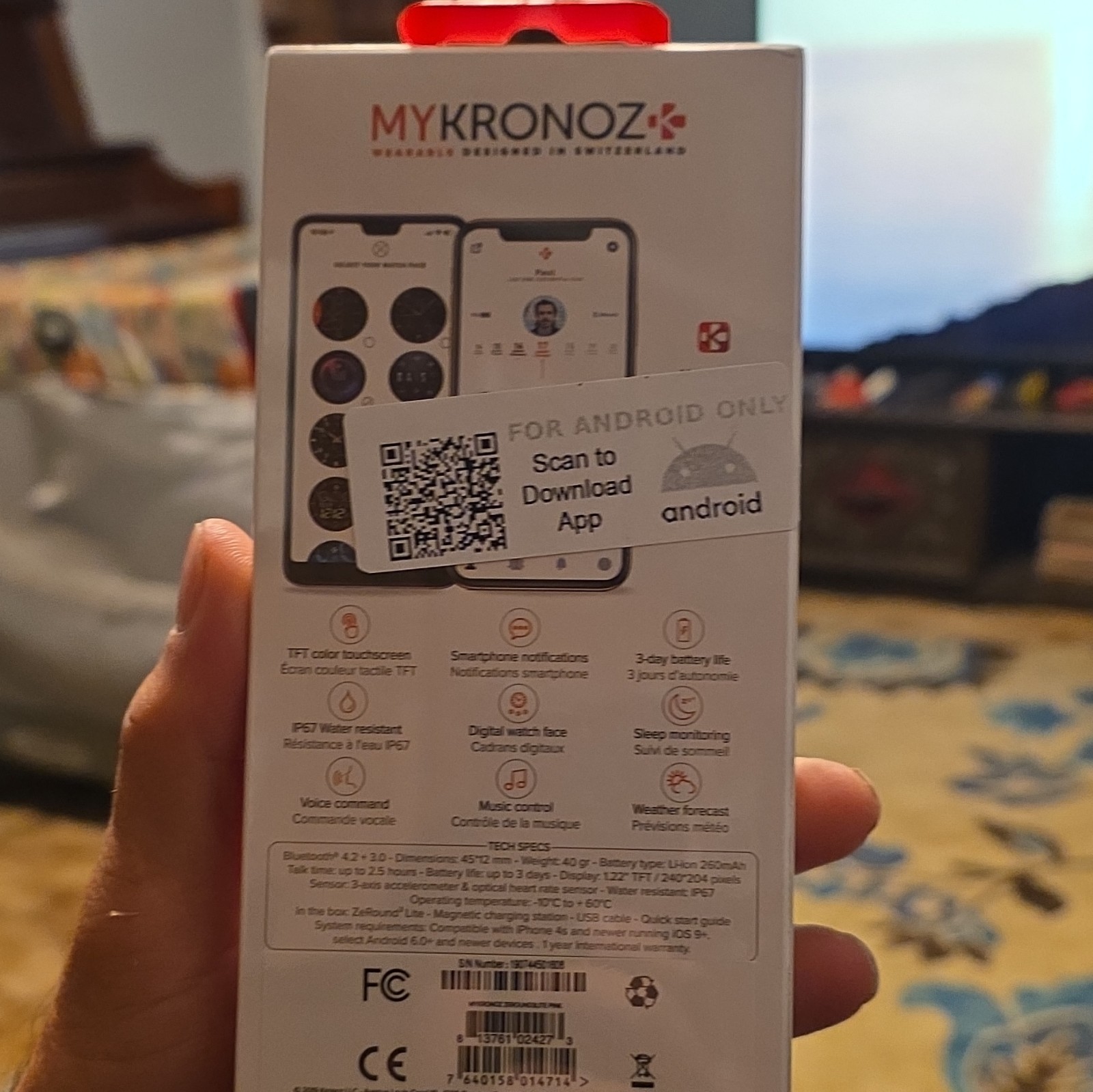 MyKronoz ZeRound3 Lite Smartwatch 45mm Heart Rate Bluetooth Pink Silicone