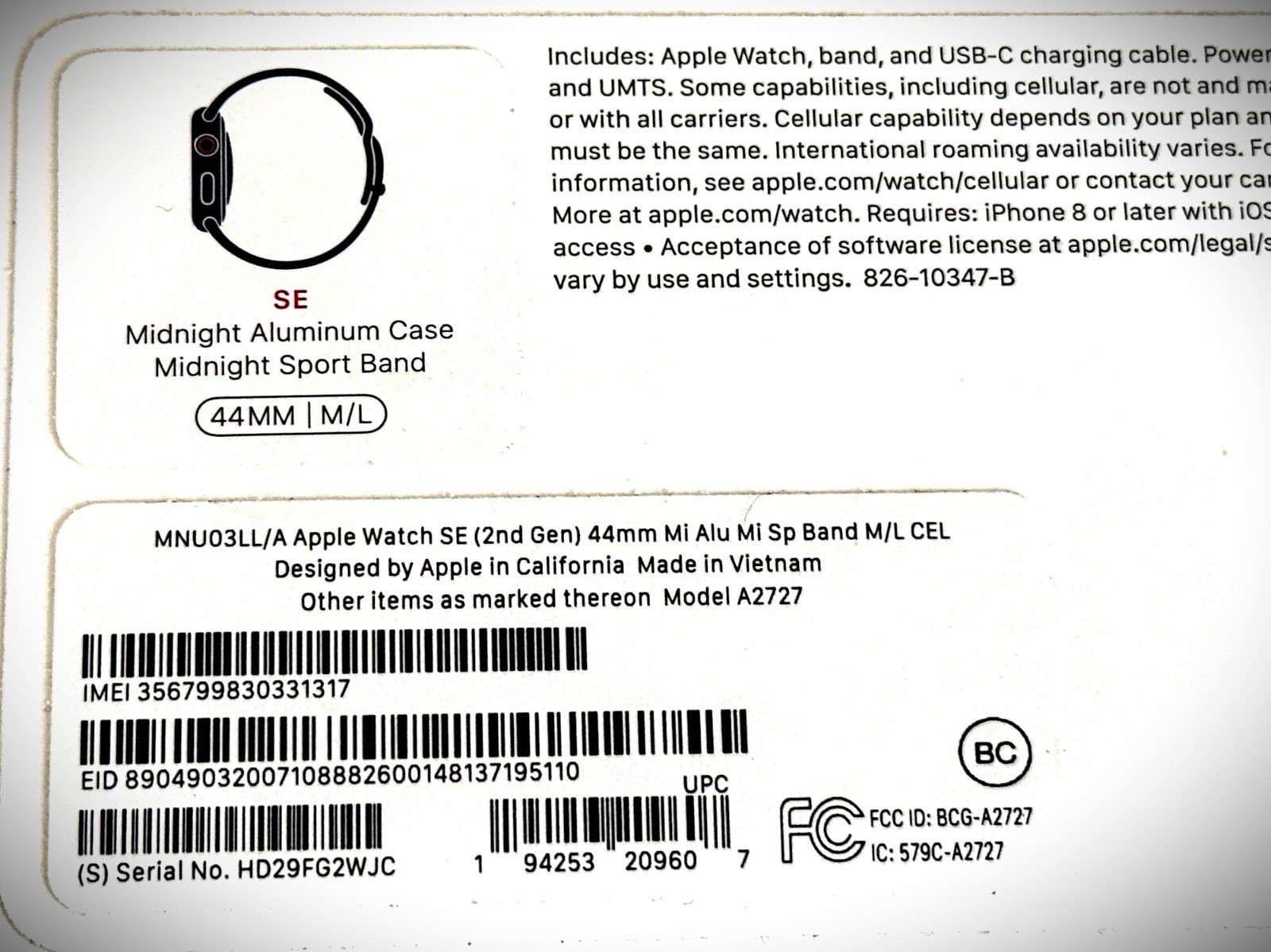 Apple Watch SE 2nd Generation with Apple extras (see listing) Perfect condition