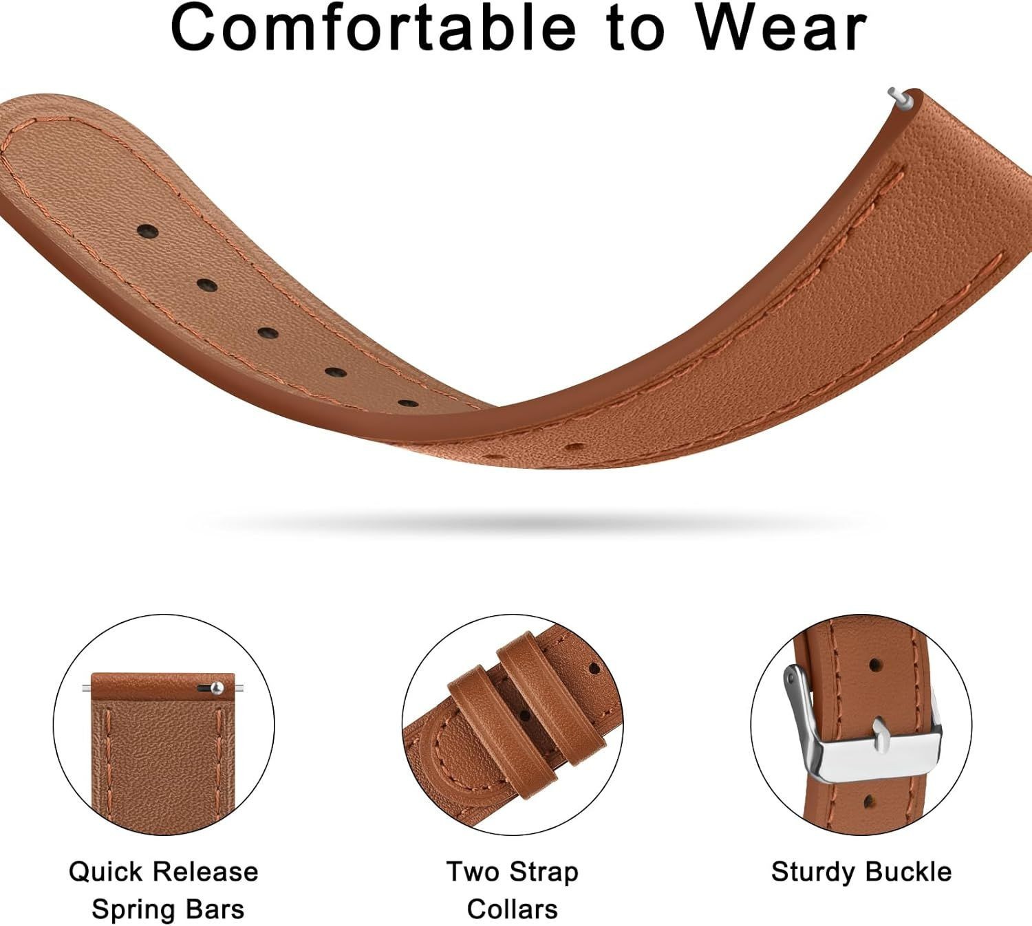 18mm Leather Strap Compatible with Garmin Venu 3S/Vivoactive 4S