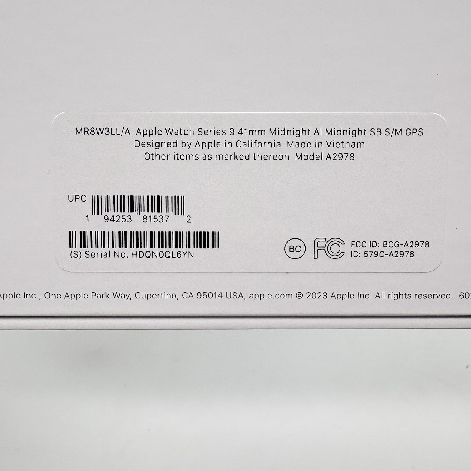 APPLE Watch Series 9 GPS 41MM Aluminum Case A2978 Black Unlocked