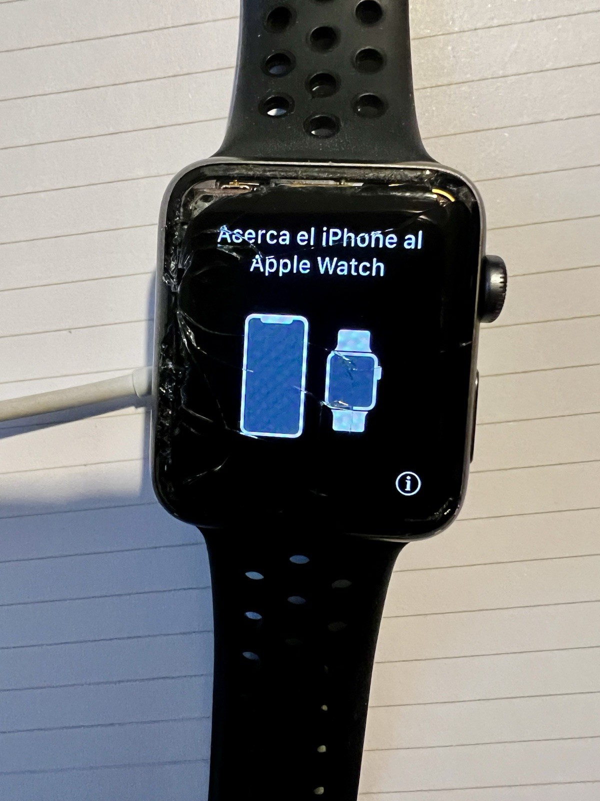 Apple Watch Series 2 42mm Space Gray Cracked Screen for Parts Repair